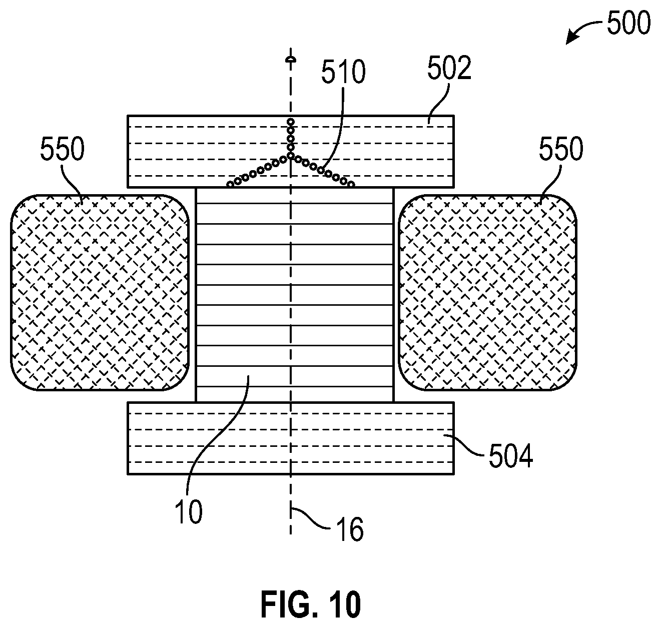 Patent US11777348 Figure 10 – Rotor core with load bearing polymer and insert