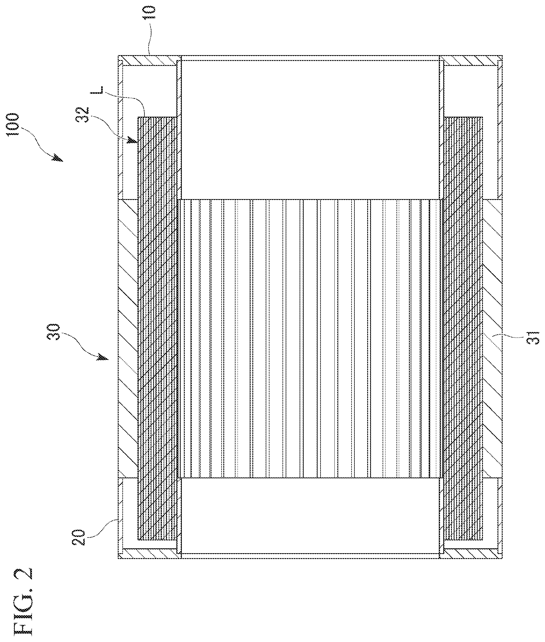 Patent US11777353 Figure 2 – Dynamoelectric machine having a coolant path through a space provided in the flank of a winding