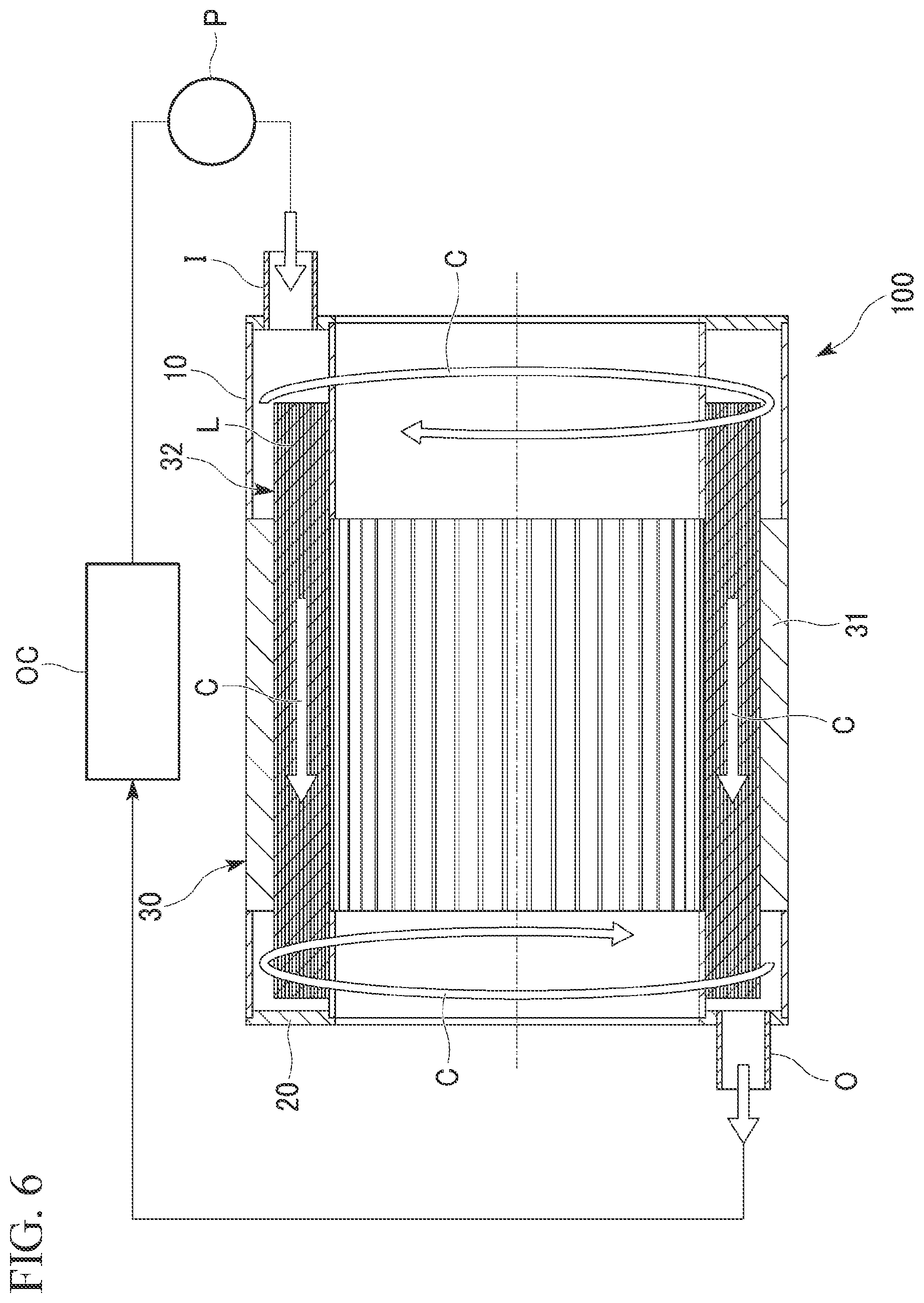 Patent US11777353 Figure 6 – Dynamoelectric machine having a coolant path through a space provided in the flank of a winding