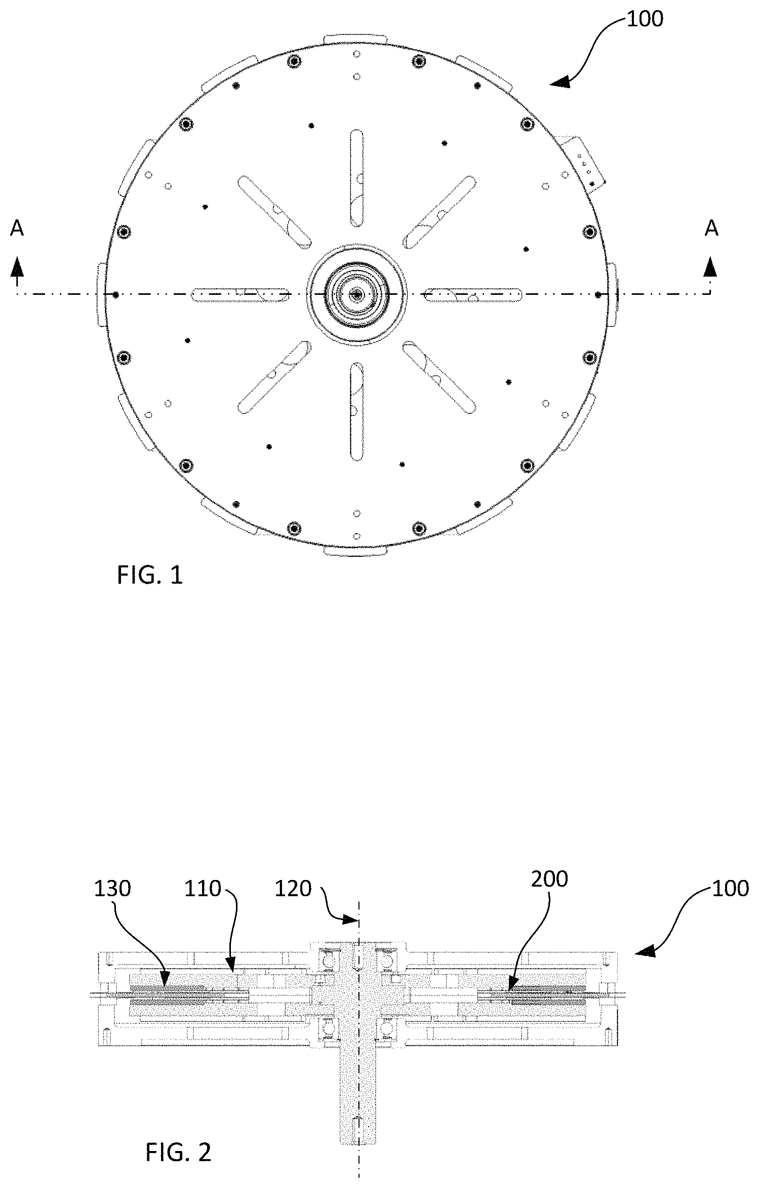 Patent US11777354 Figure 1 – Axial field rotary energy device having PCB stator with non-linear traces