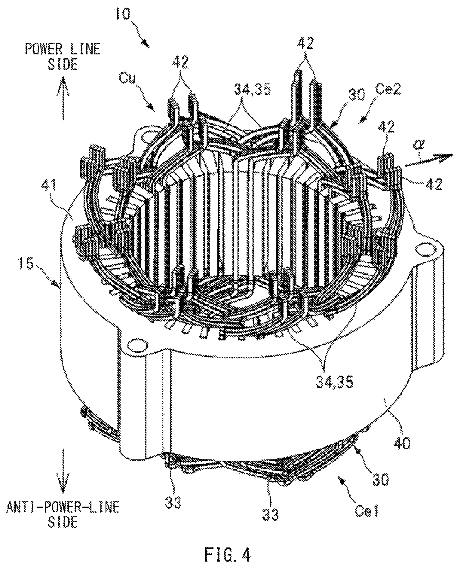 Patent US11777355 Figure 4 – Stator and electric rotating machine