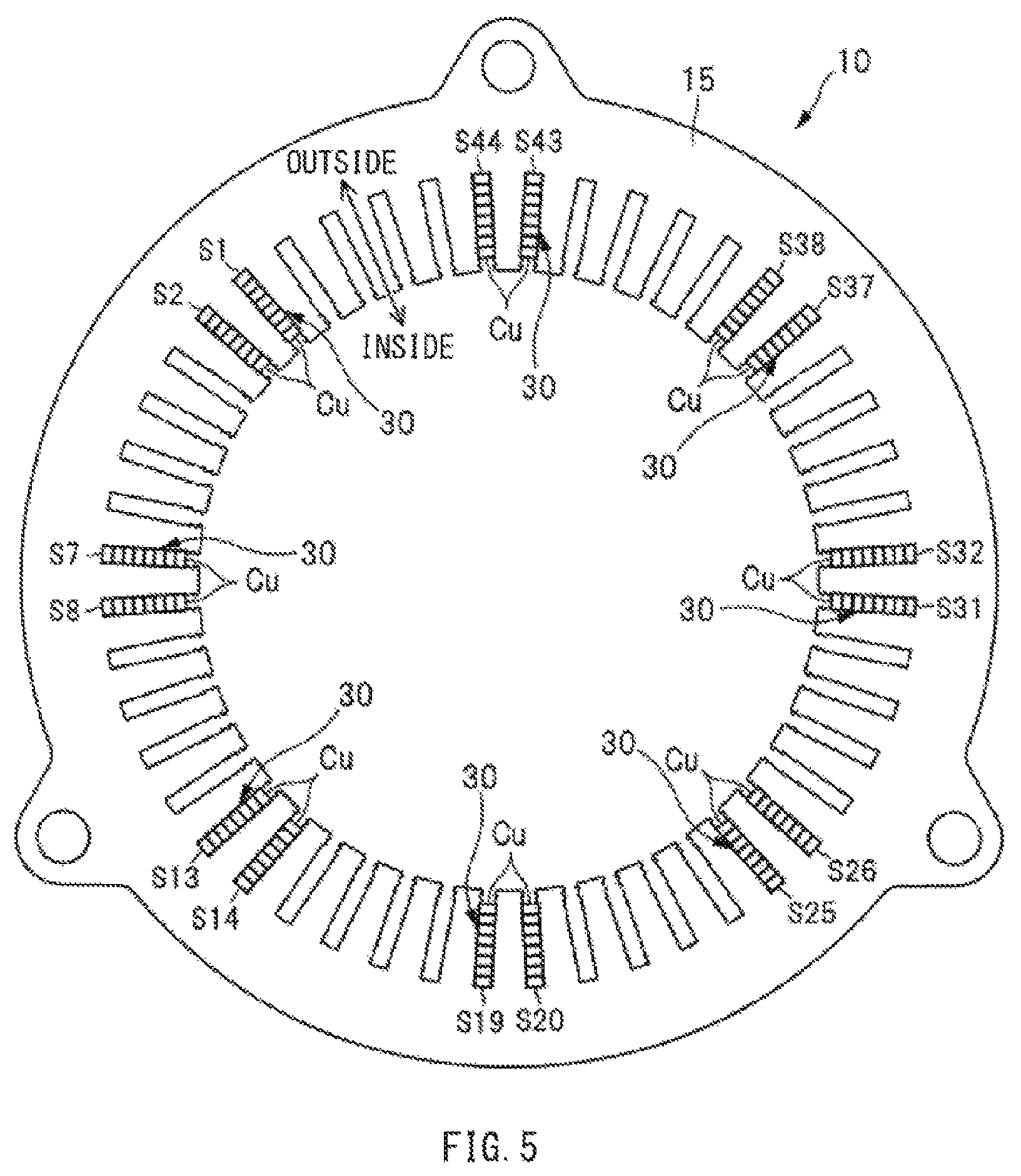 Patent US11777355 Figure 5 – Stator and electric rotating machine