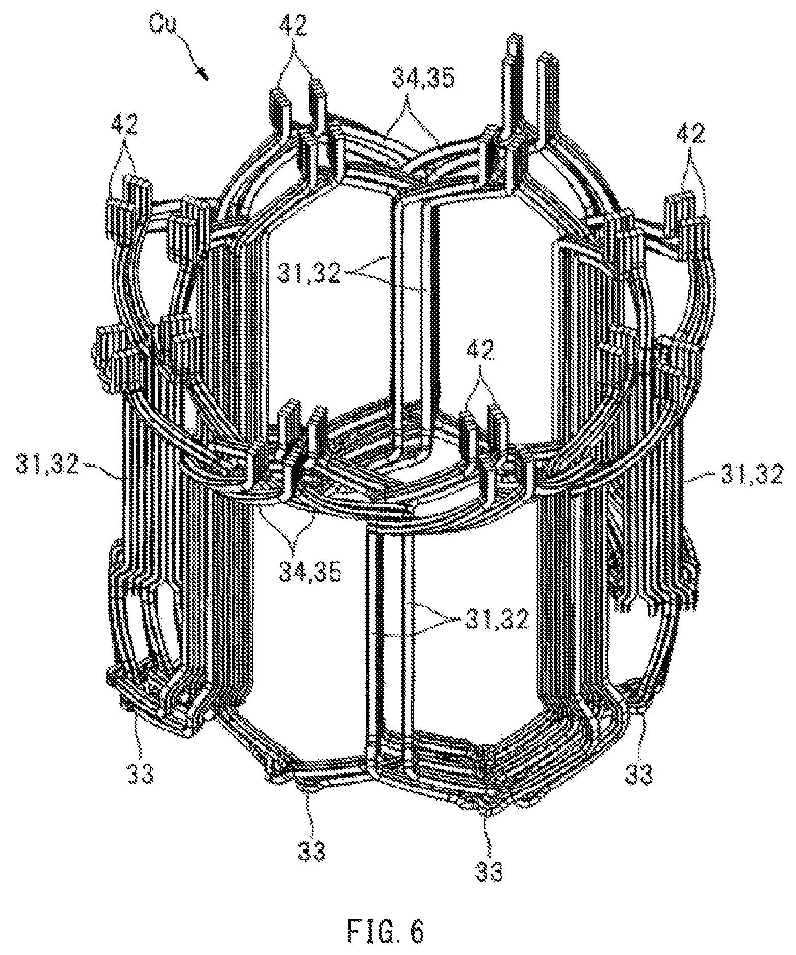Patent US11777355 Figure 6 – Stator and electric rotating machine