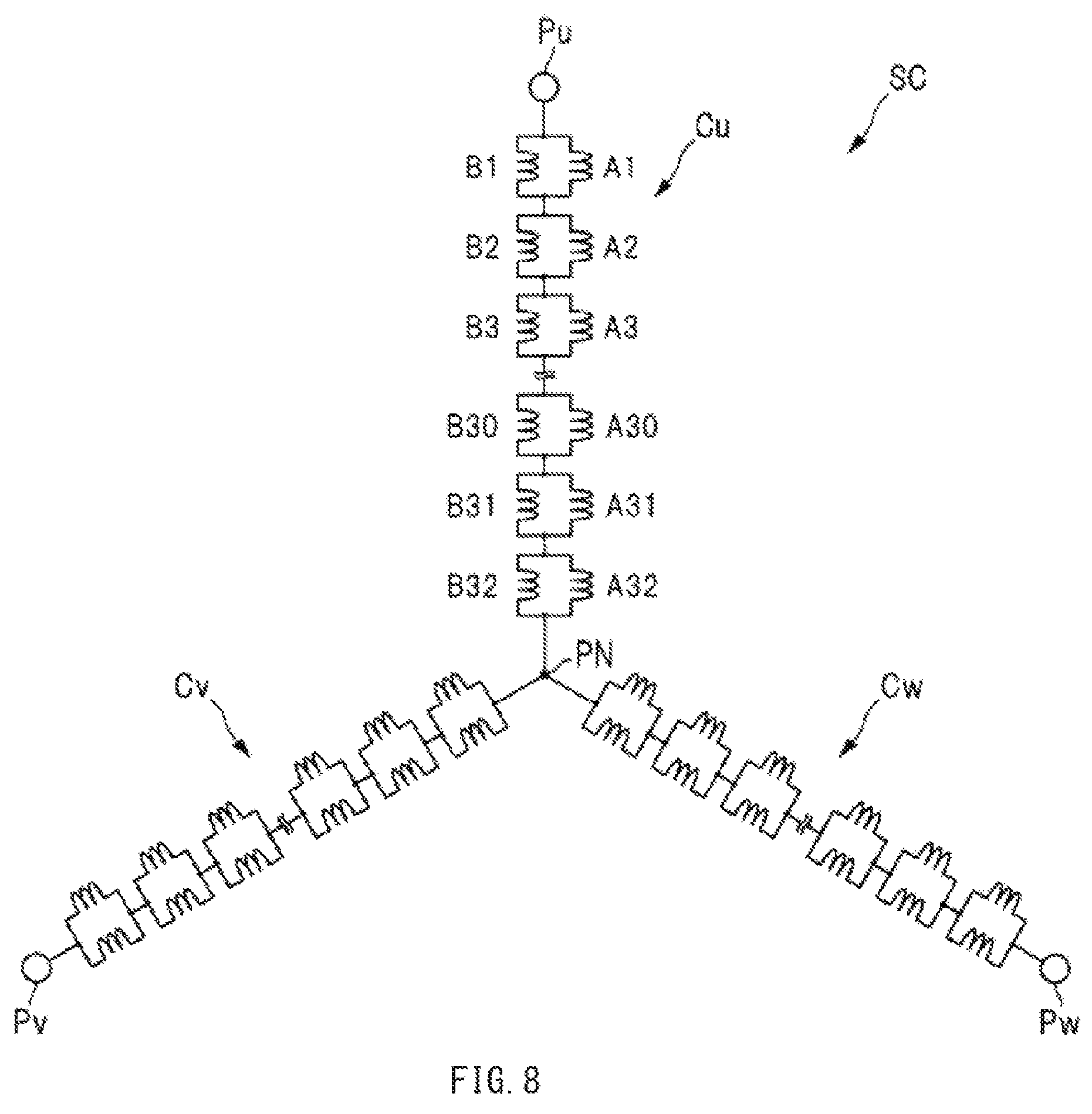 Patent US11777355 Figure 8 – Stator and electric rotating machine