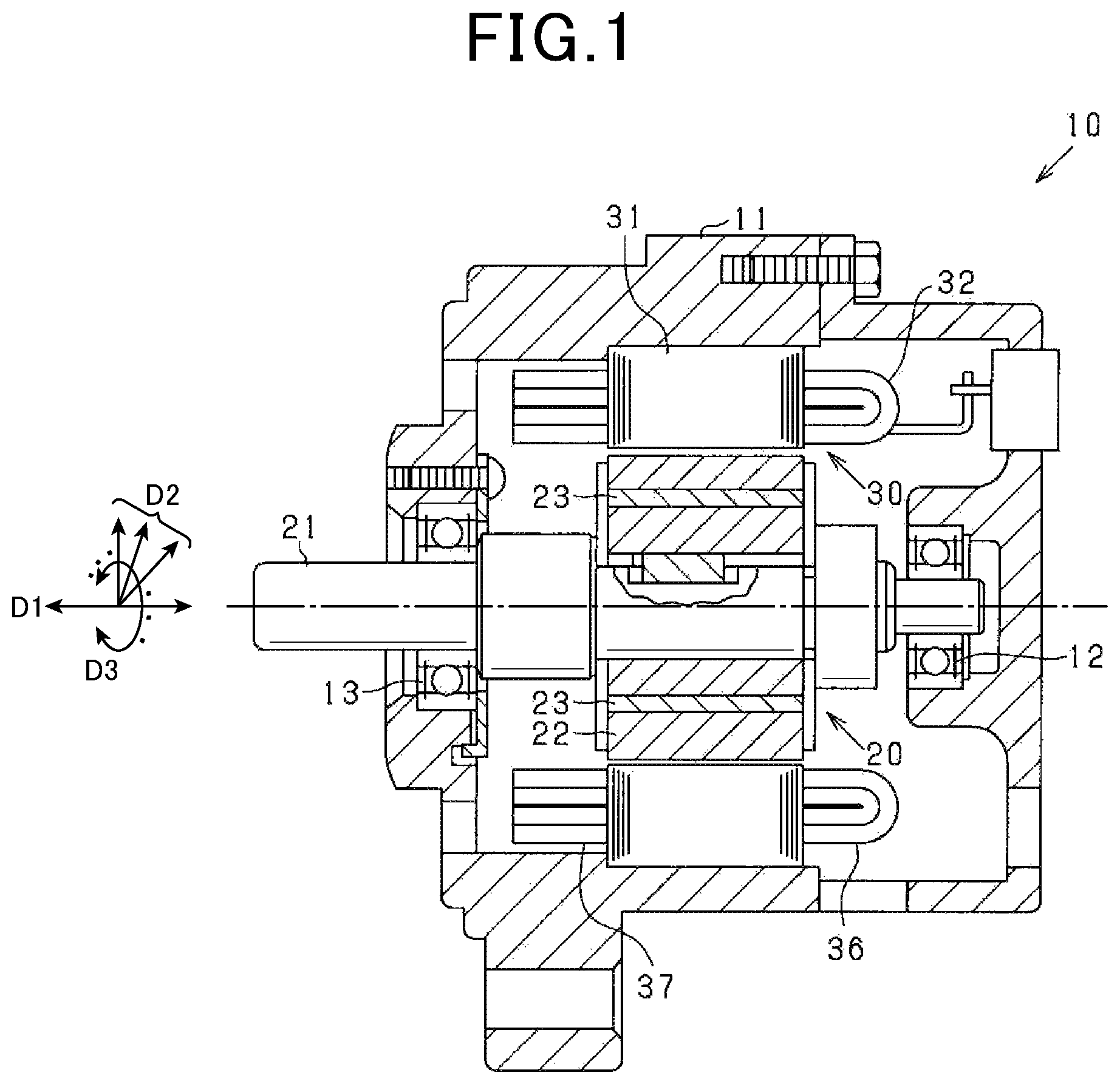 Patent US11777356 Figure 1 – Rotating electric machine