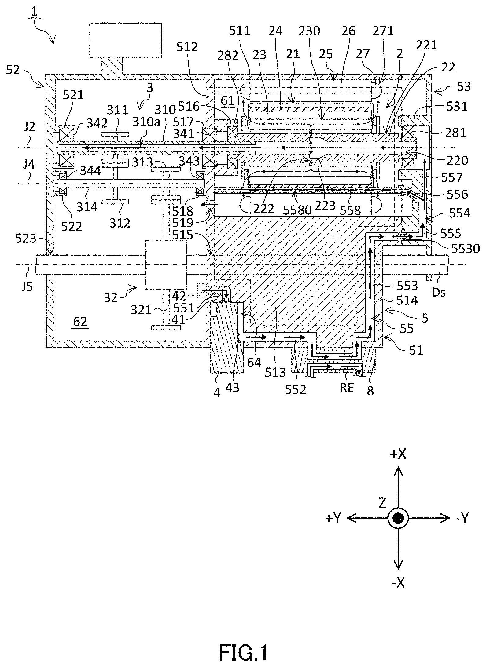 Patent US11777364 Figure 1 – Drive device and vehicle