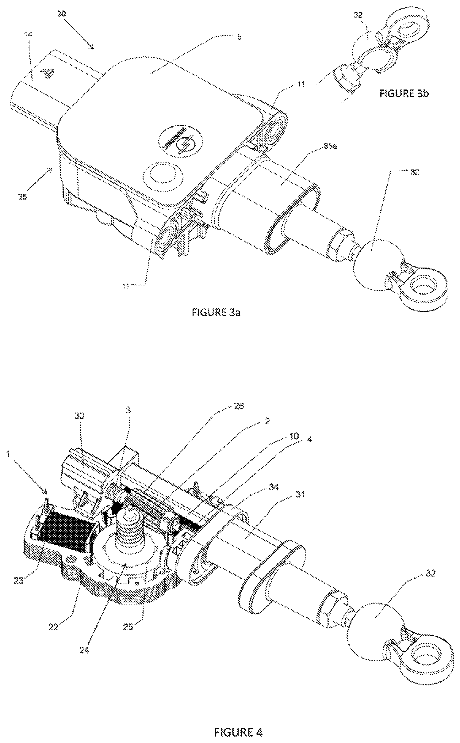 Patent US11777367 Figure 2 – Linear compact electric actuator having a resilient kinematic chain