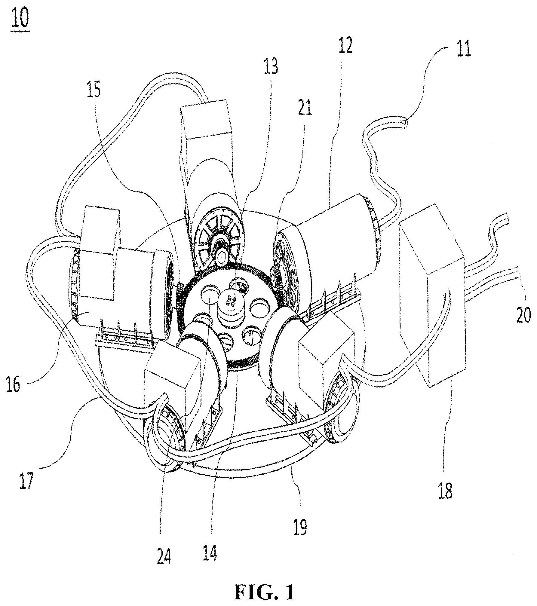 Patent US11777372 Figure 1 – Portable power generating system uses rotating table