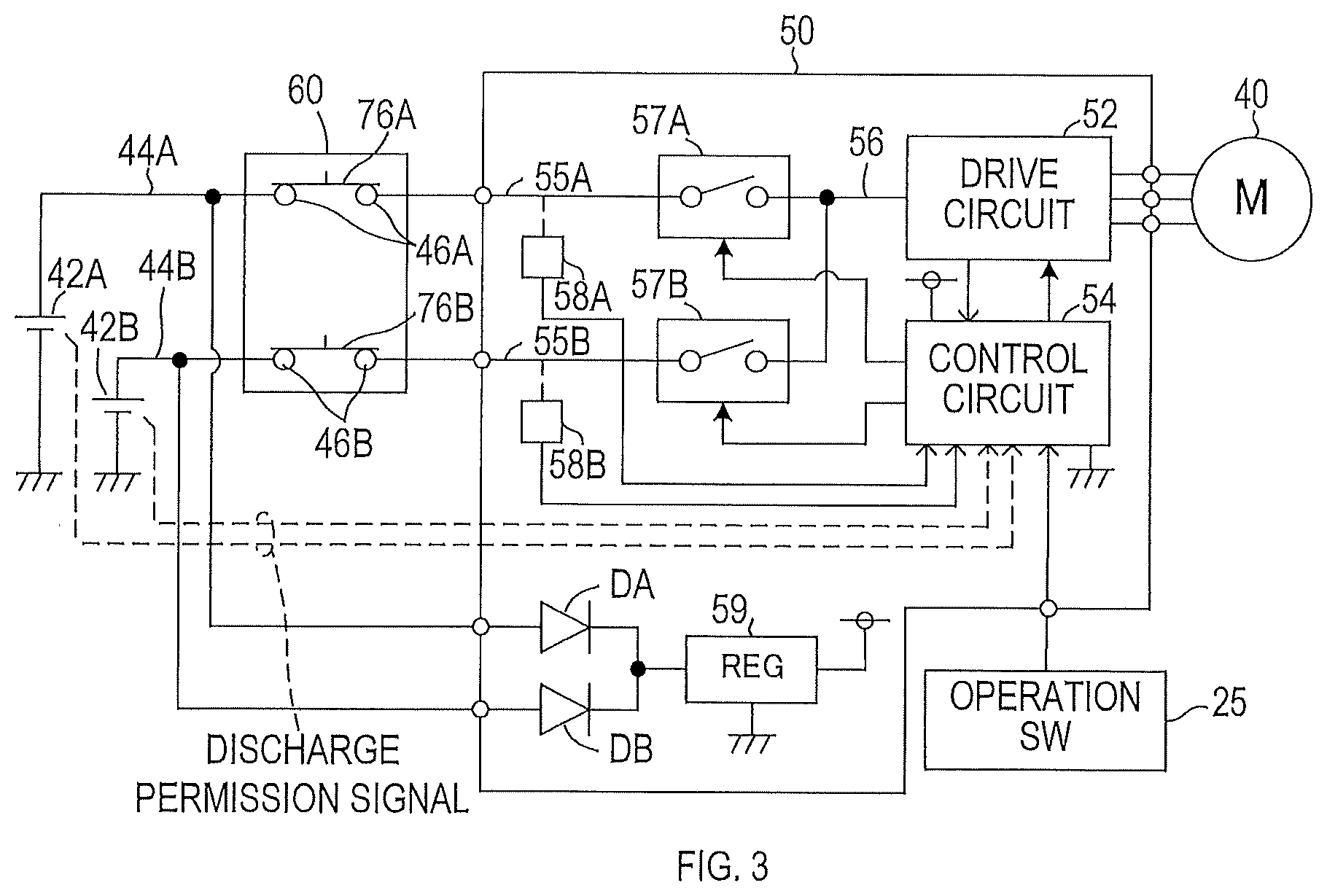 Patent US11777377 Figure 3 – Electric working machine with semiconductor element that completes or interrupts current path to motor