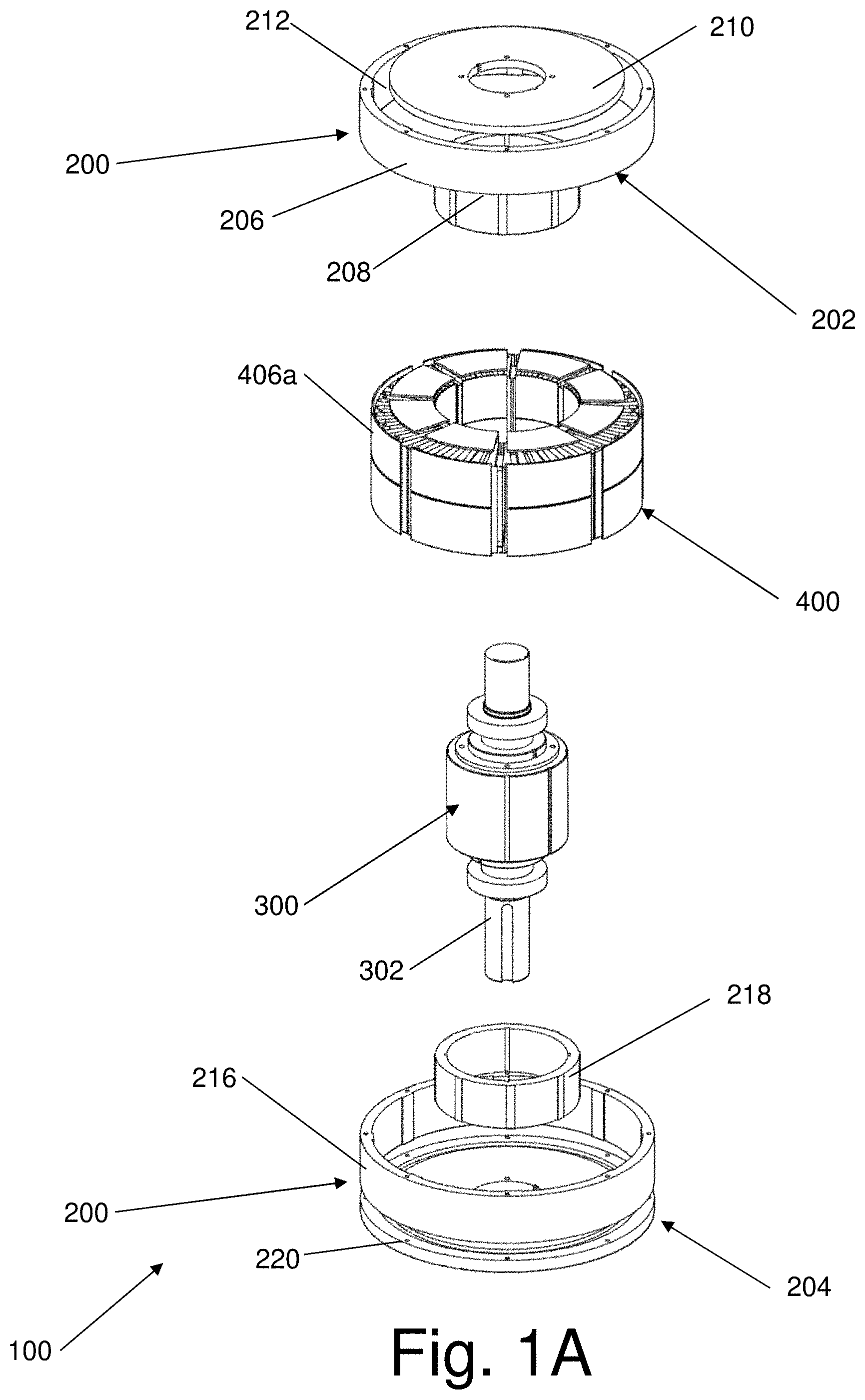 Patent US11777386 Figure 1 – System and method for an electric motor/generator with a multi-layer stator/rotor assembly