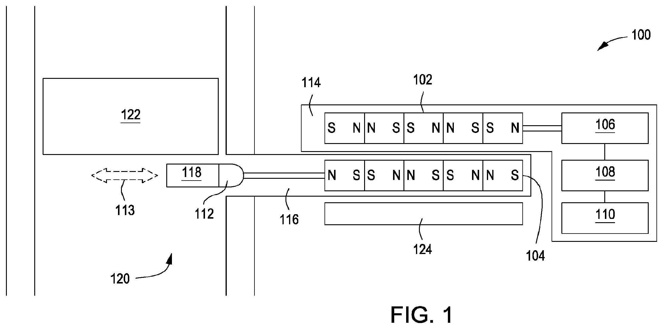 Patent US11777392 — Magnetic coupler with force balancing — Figure 1
