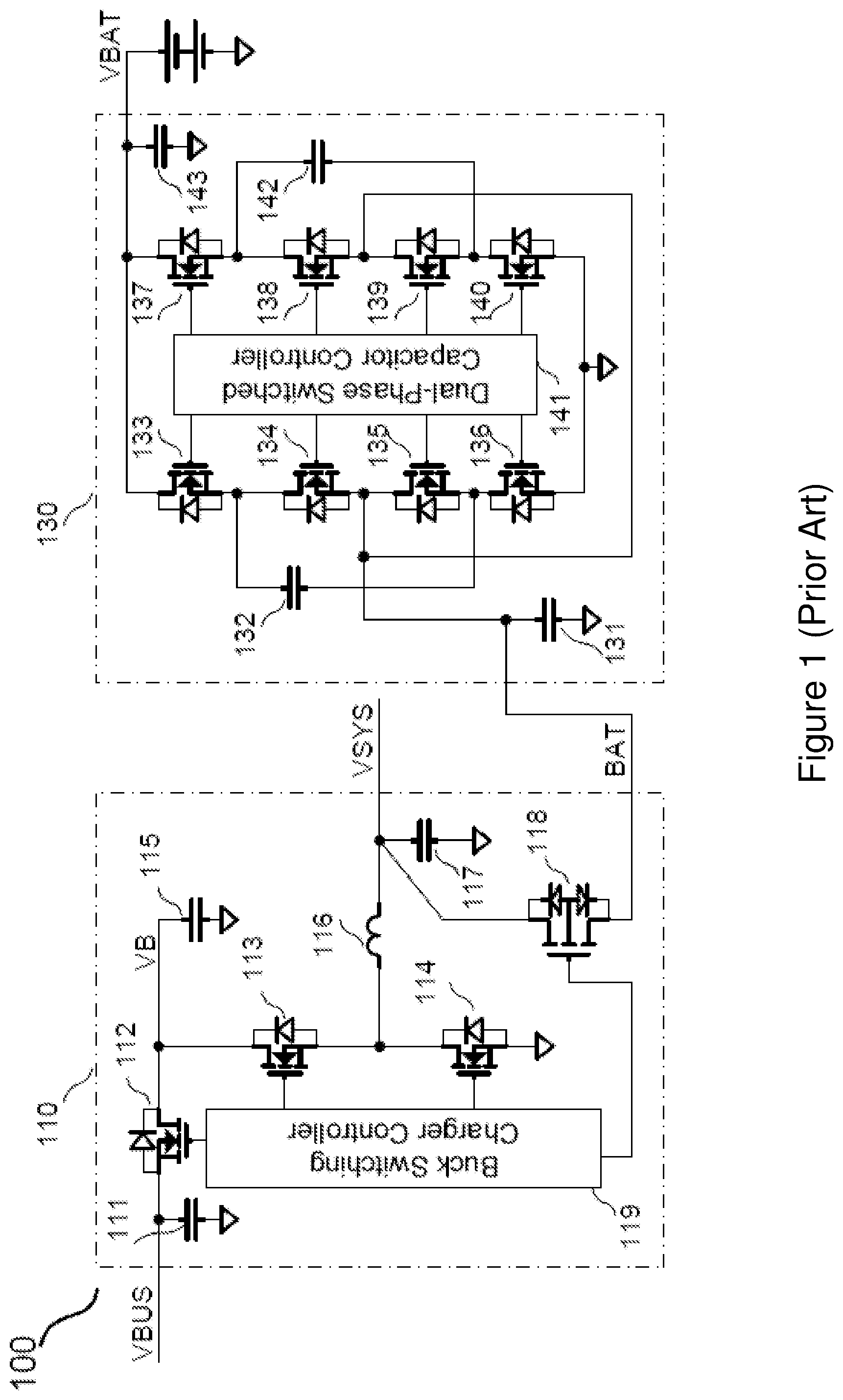 Patent US11777396 Figure 1 – Dual converter based single-stage battery charging system and control method