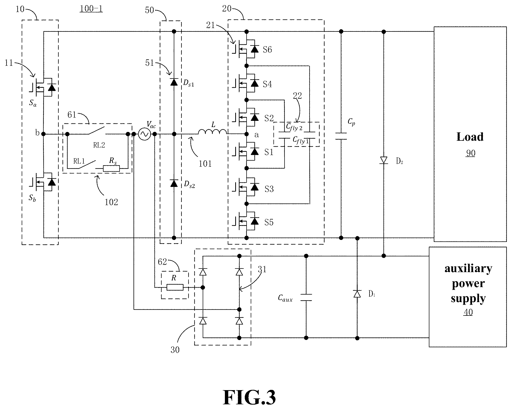 Patent US11777397 Figure 3 – Multilevel conversion circuit having flying capacitor