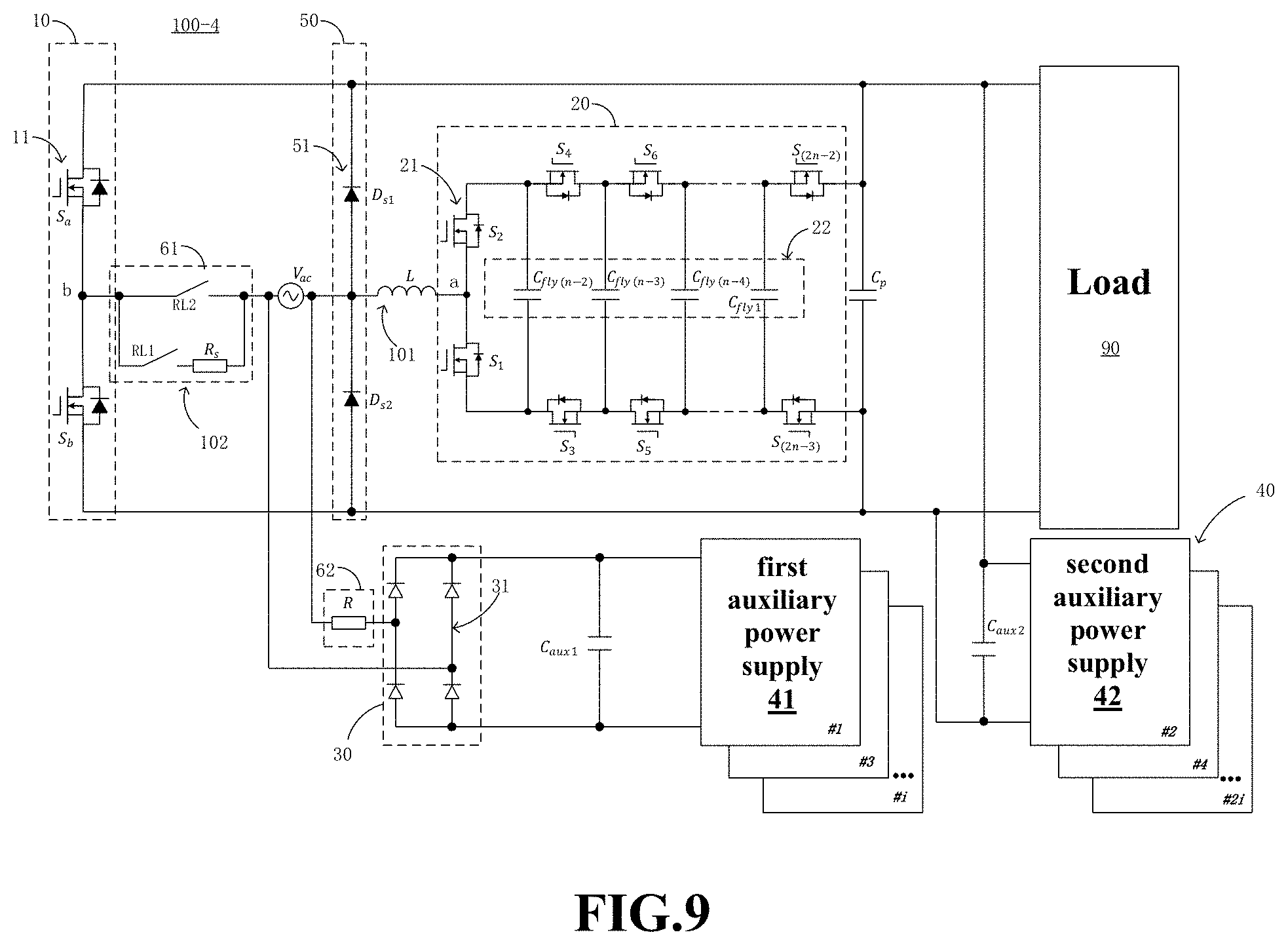 Patent US11777397 Figure 9 – Multilevel conversion circuit having flying capacitor