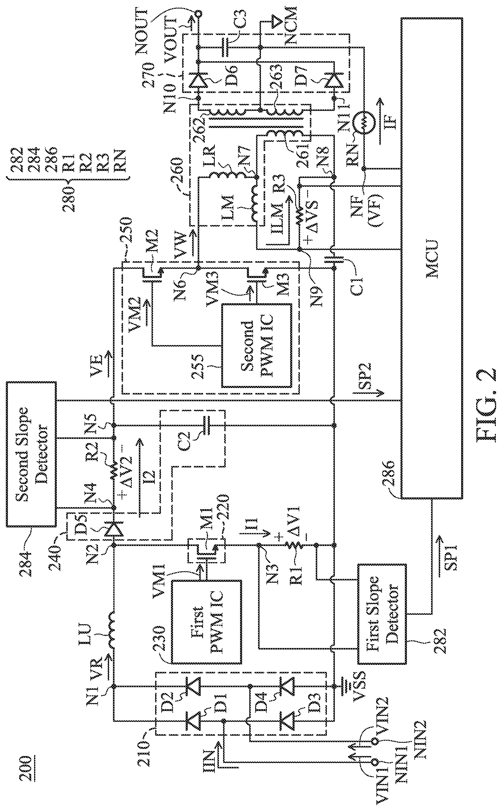 Patent US11777404 Figure 2 – Power supply device for suppressing magnetic saturation