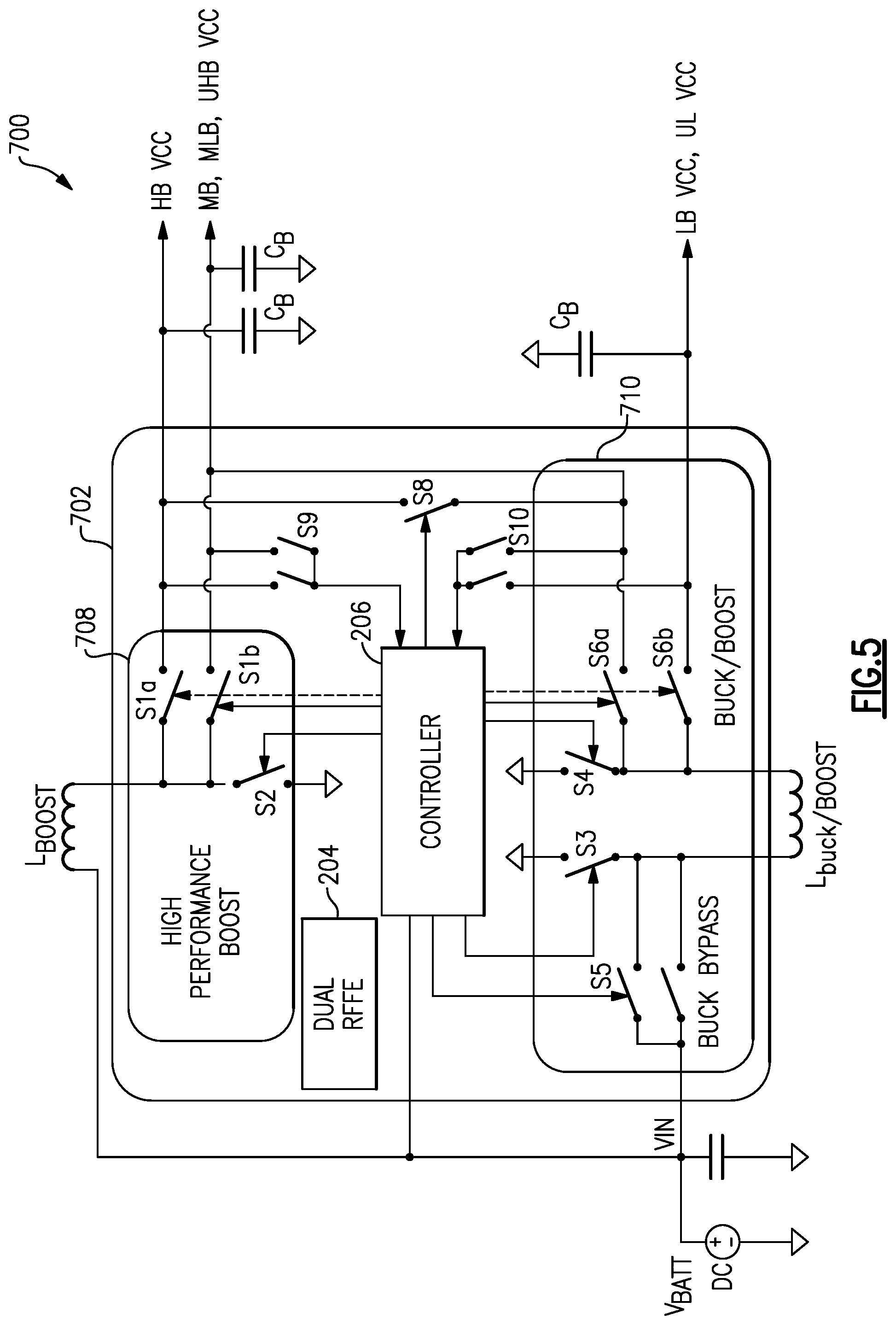 Patent US11777407 Figure 5 – Power management systems and methods related to a plurality of converters for providing dual integrated multi-mode power management