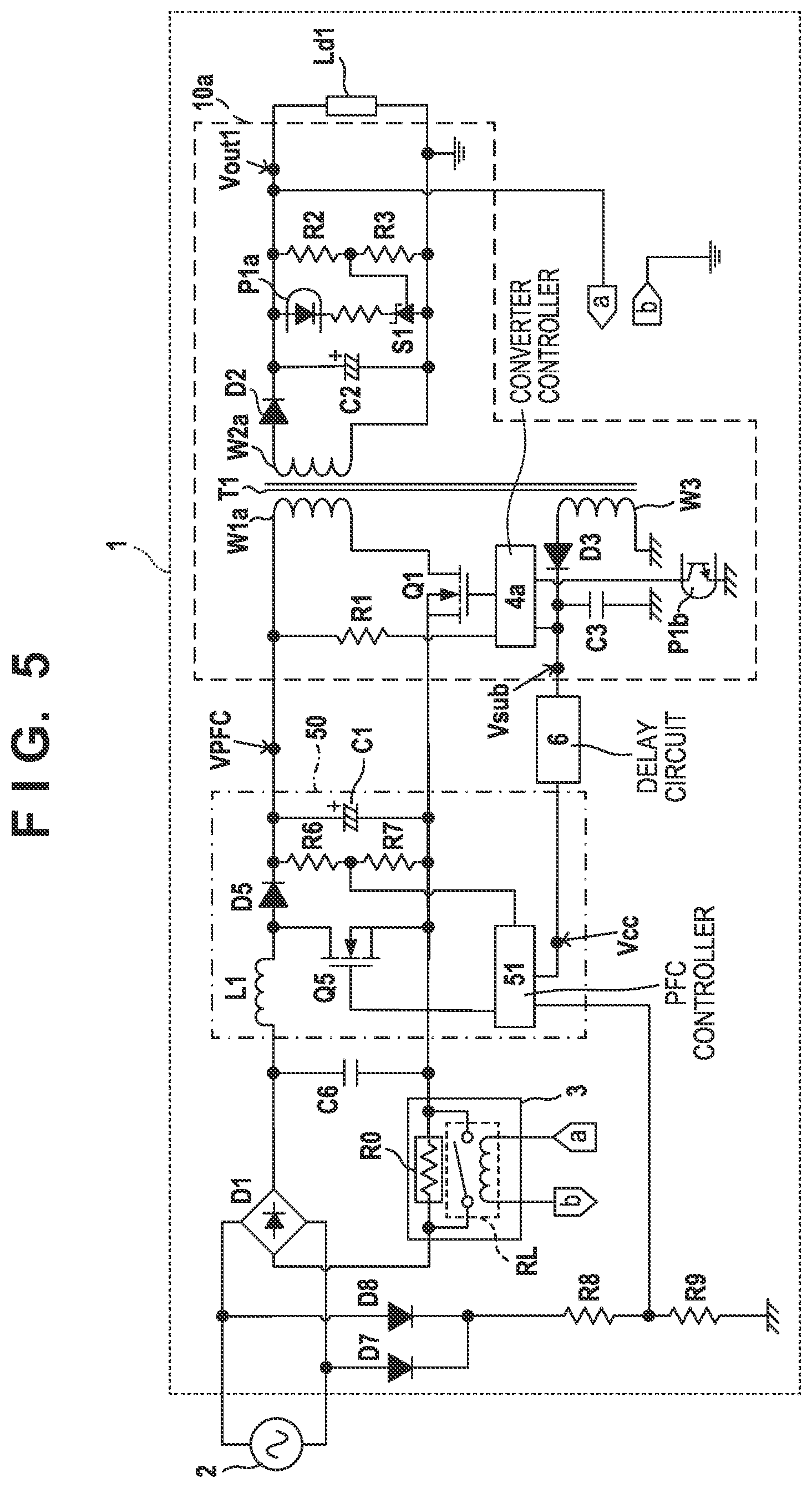 Patent US11777410 Figure 5 – Power supply apparatus for stabilizing power supply capability of auxiliary winding provided in transformer