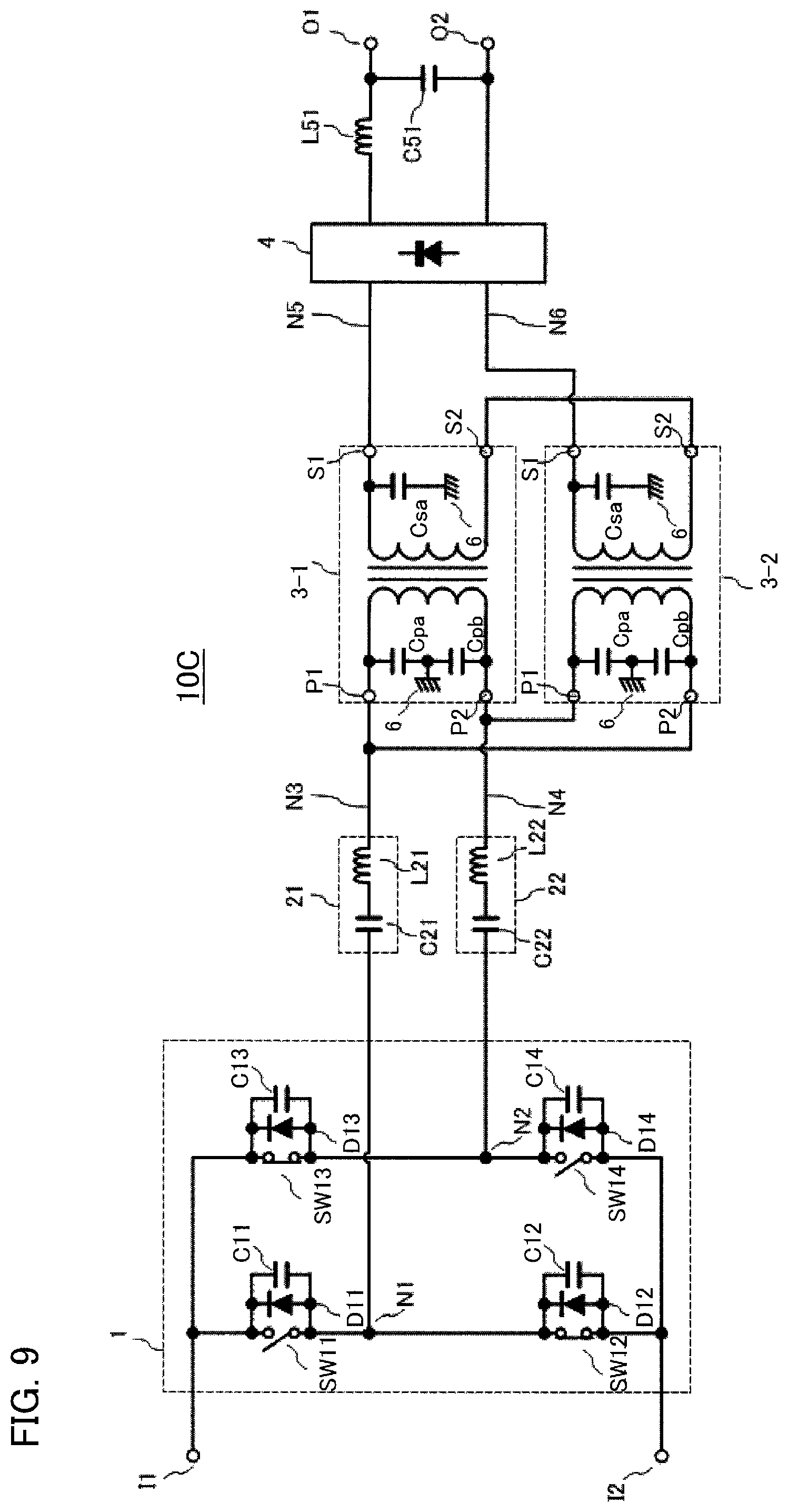 Patent US11777412 Figure 8 – Switching power supply apparatus for reducing common mode noise due to line-to-ground capacitances