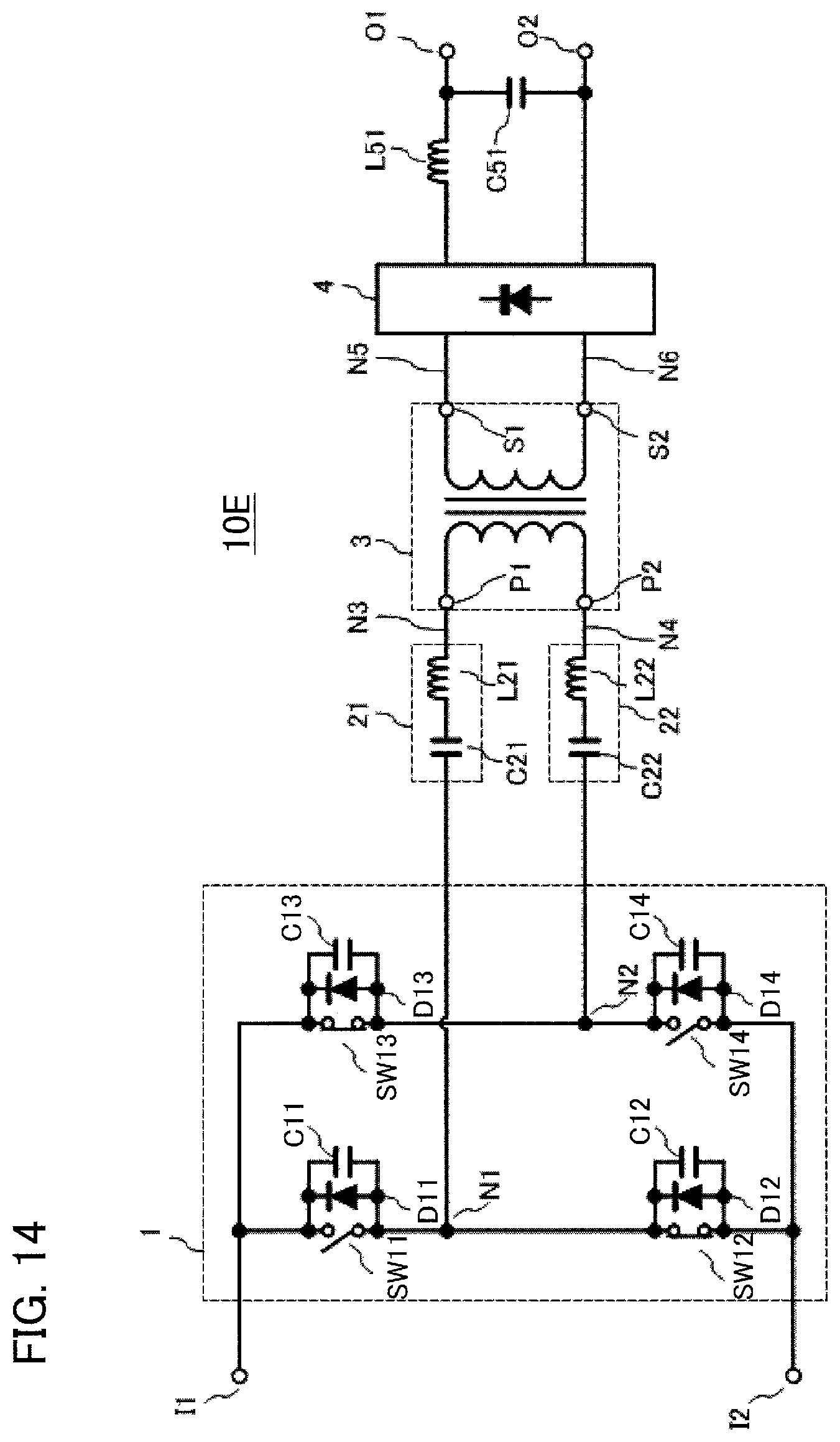 Patent US11777412 Figure 12 – Switching power supply apparatus for reducing common mode noise due to line-to-ground capacitances