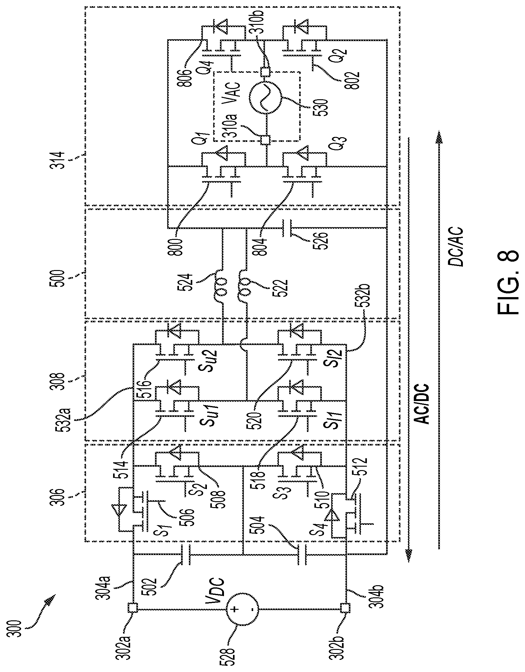 Patent US11777414 Figure 8 – Interleaved power conversion systems and methods
