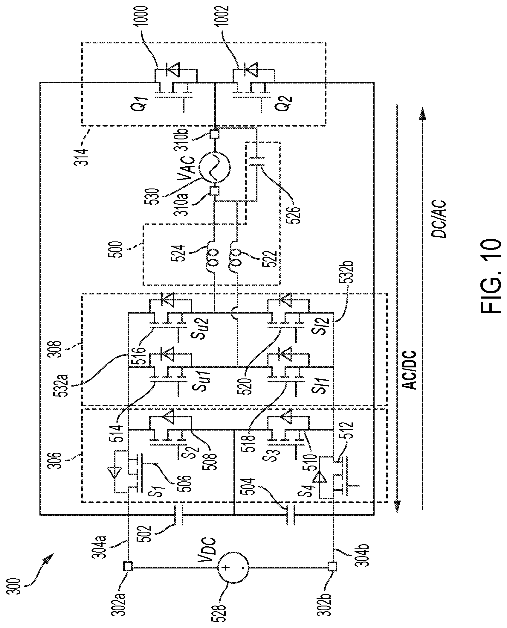 Patent US11777414 Figure 10 – Interleaved power conversion systems and methods