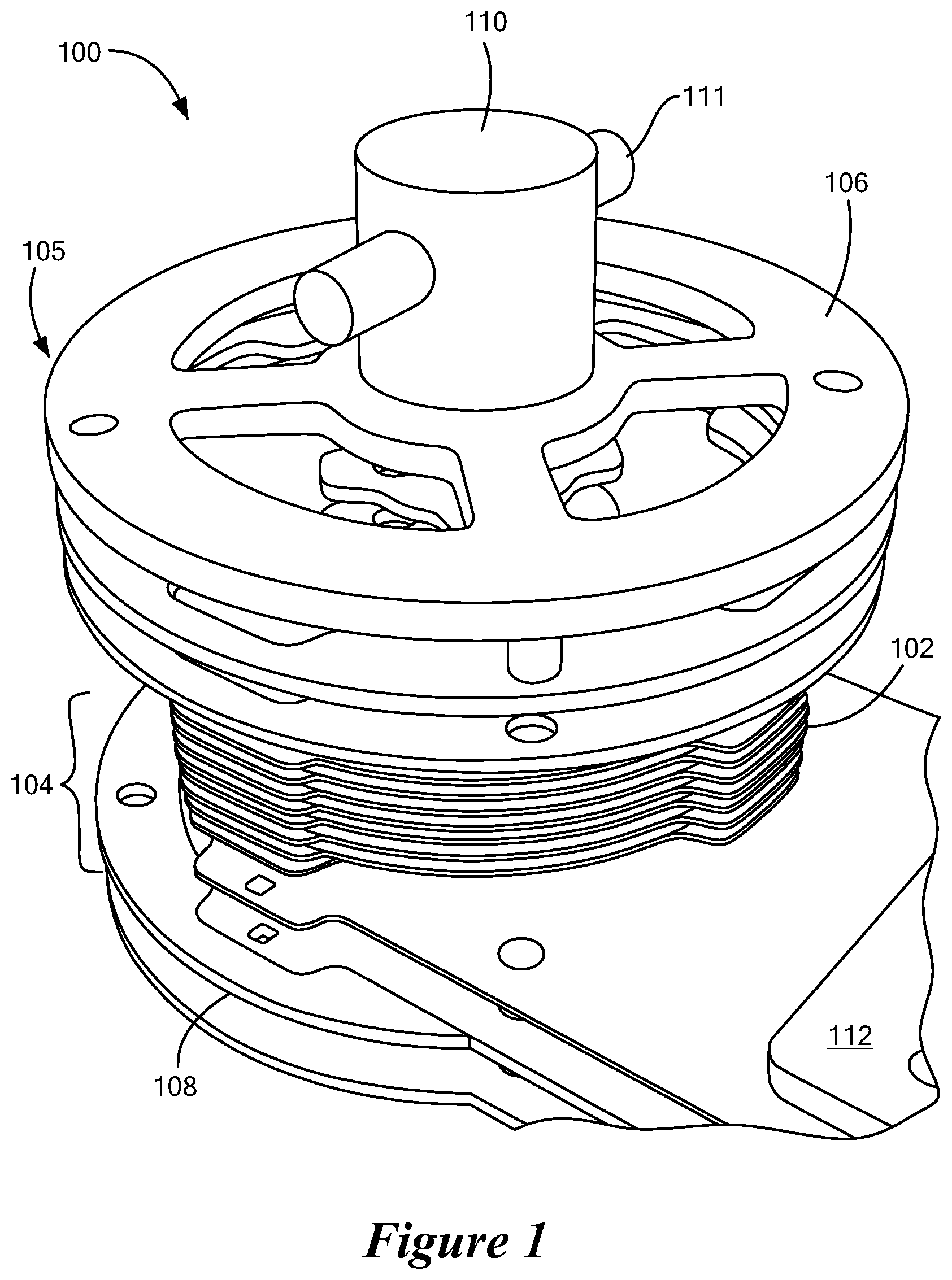 Patent US11777422 Figure 1 – Multilayered microhydraulic actuators