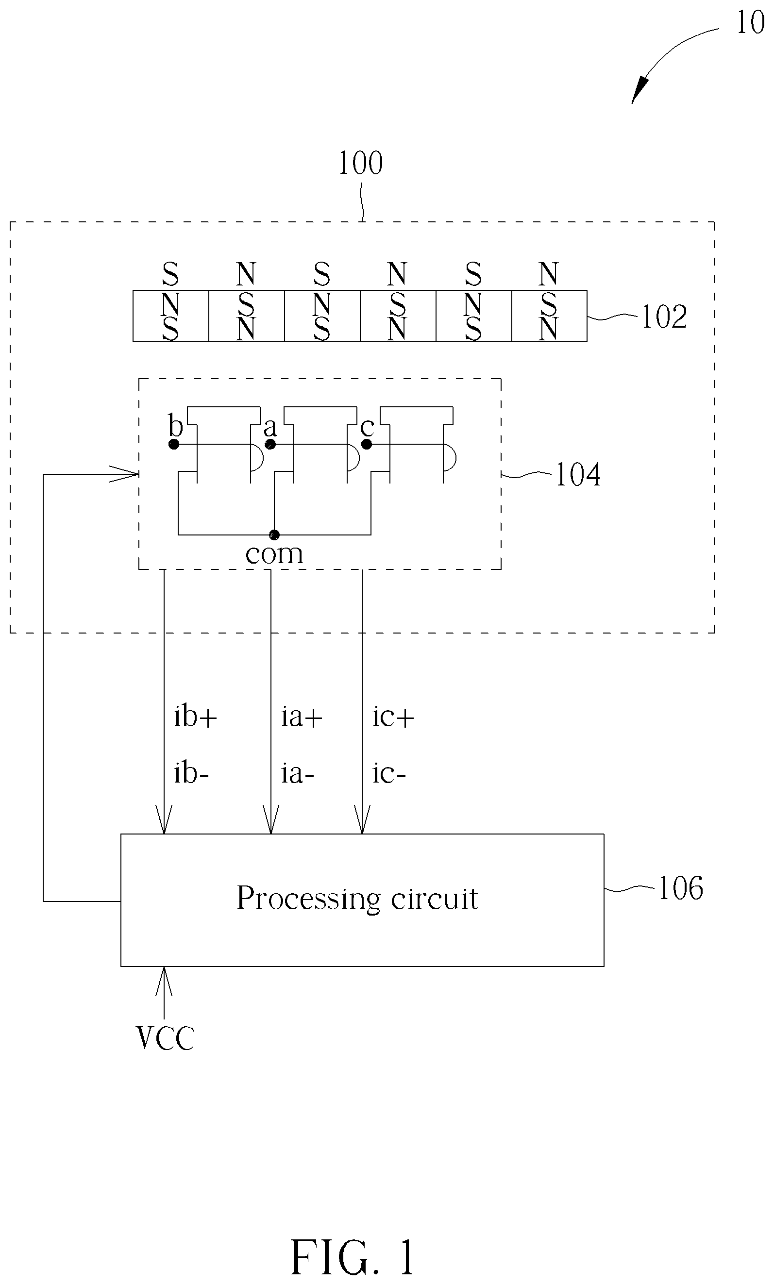 Patent US11777424 — Method for determining initial rotor position of permanent magnet synchronous motor according to phase current differences and line current differences and associated motor device — Figure 1