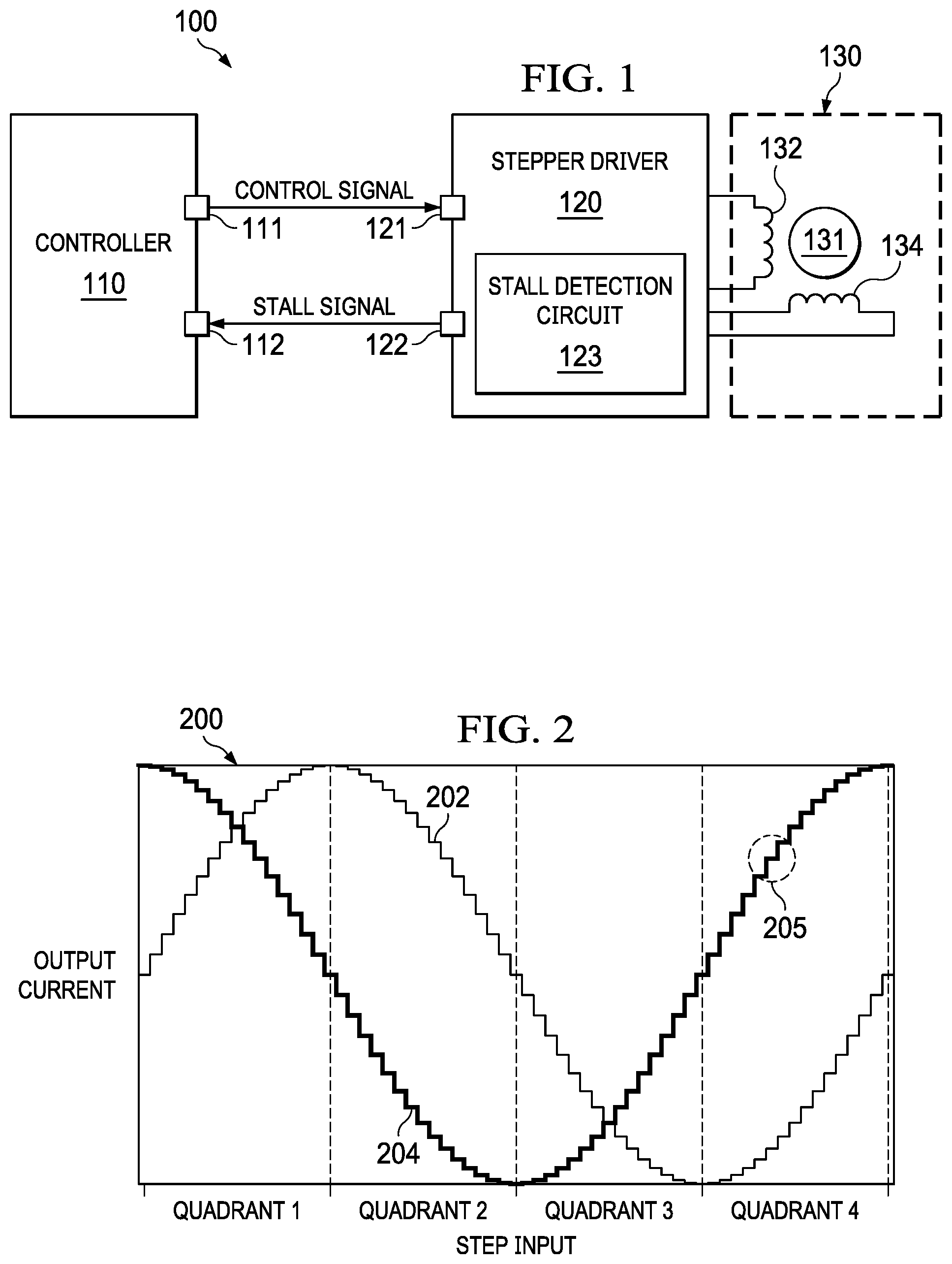 Patent US11777425 Figure 1 – Power transfer based stall detection techniques for stepper motor