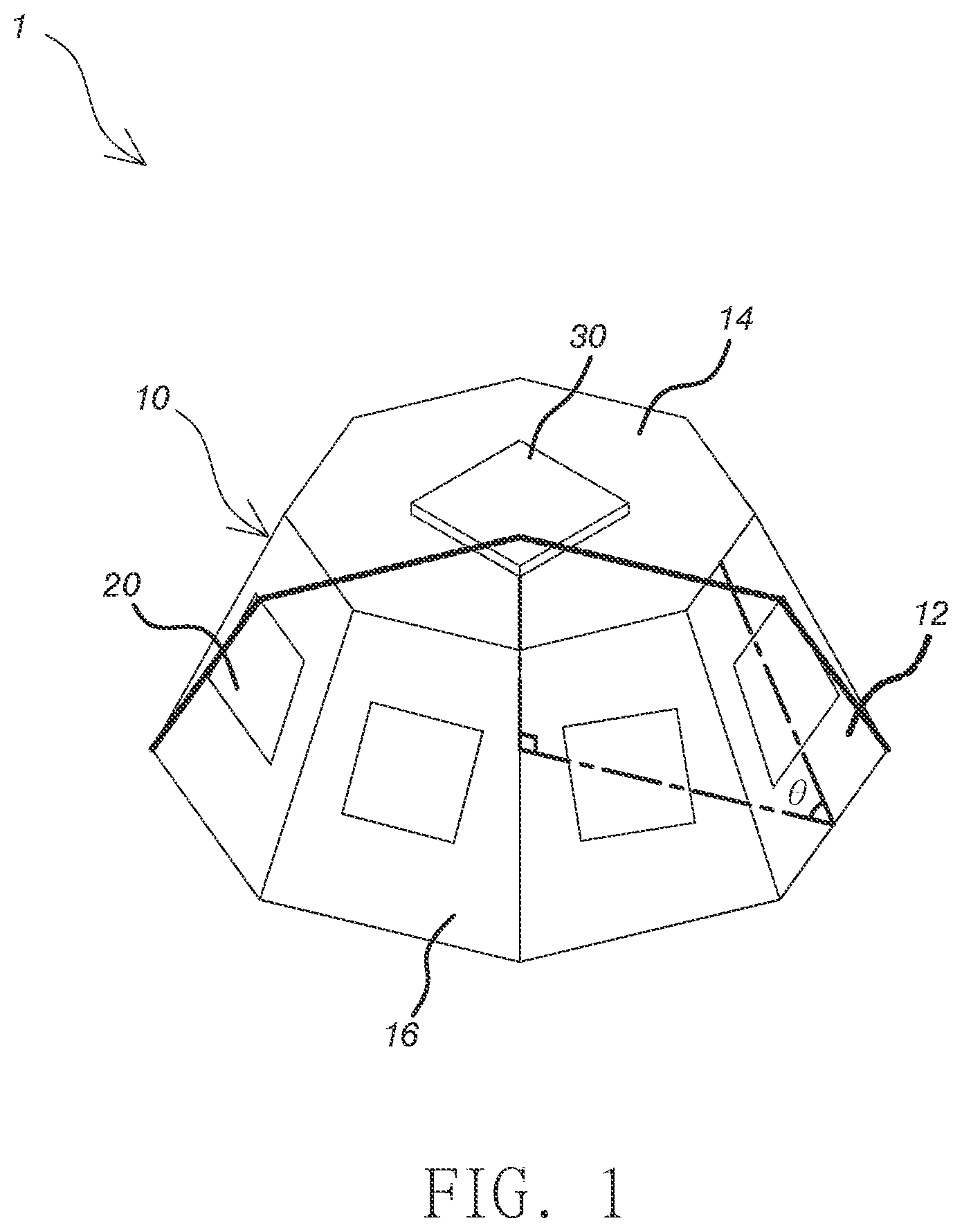 Patent US11777442 Figure 1 – Polyhedron device for sensing light rays