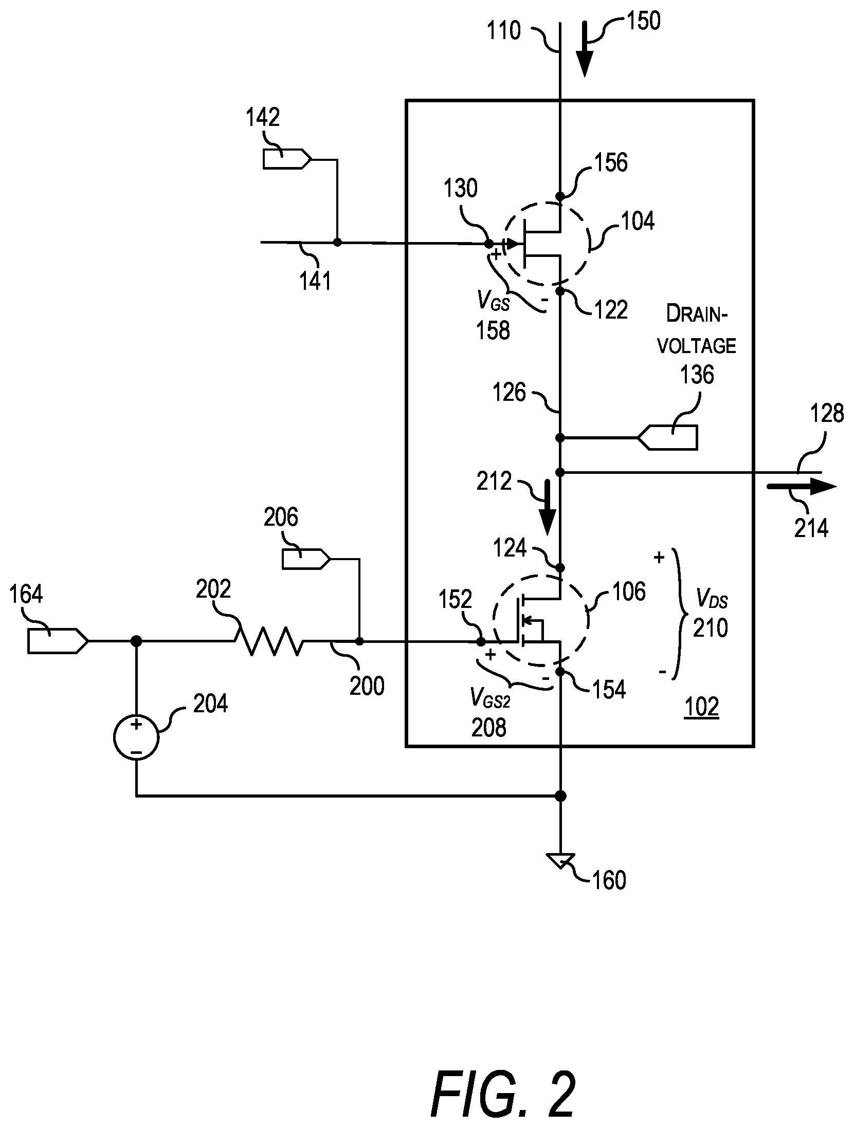 Patent US11777450 Figure 2 – Apparatus for optimized turn-off of a cascode amplifier