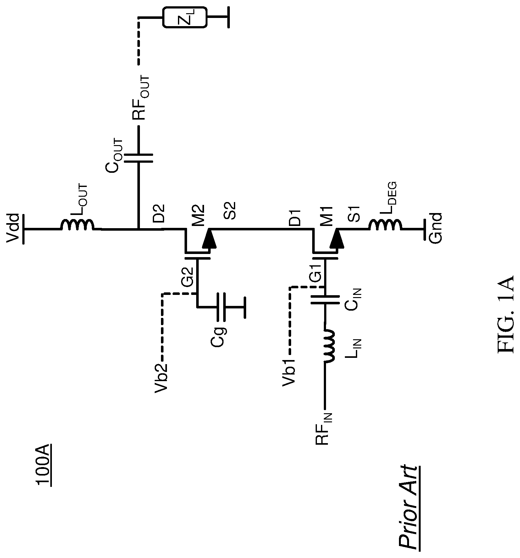 Patent US11777451 Figure 1 – Cascode gain boosting and linear gain control using gate resistor