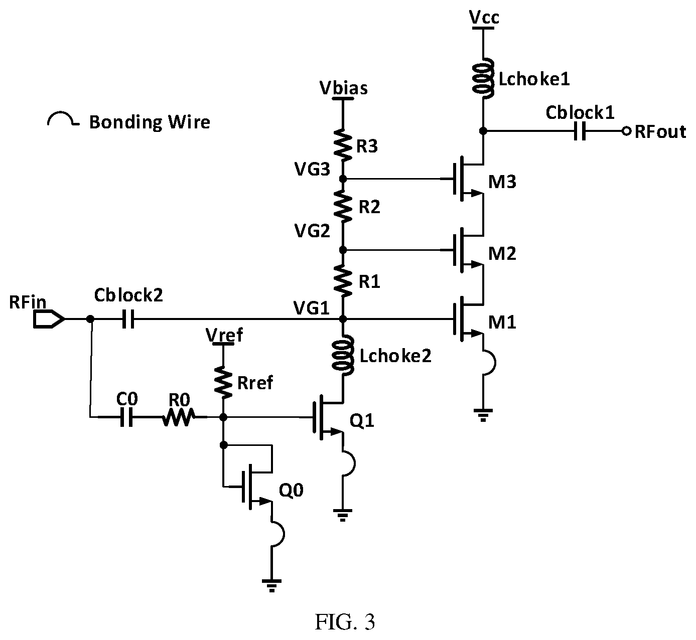 Patent US11777454 Figure 3 – Bias circuit for radio frequency power amplifier