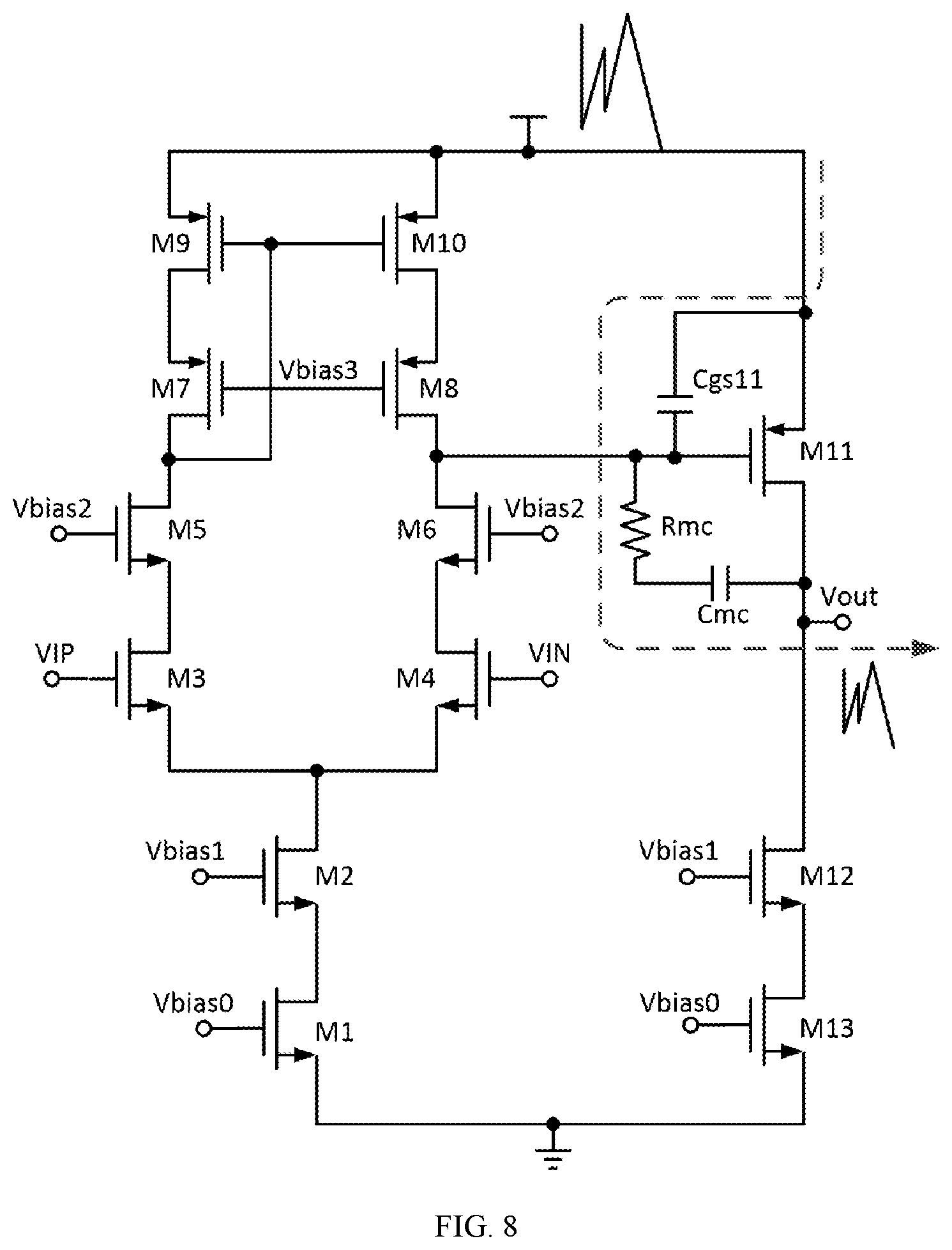 Patent US11777460 Figure 7 – Operational amplifier
