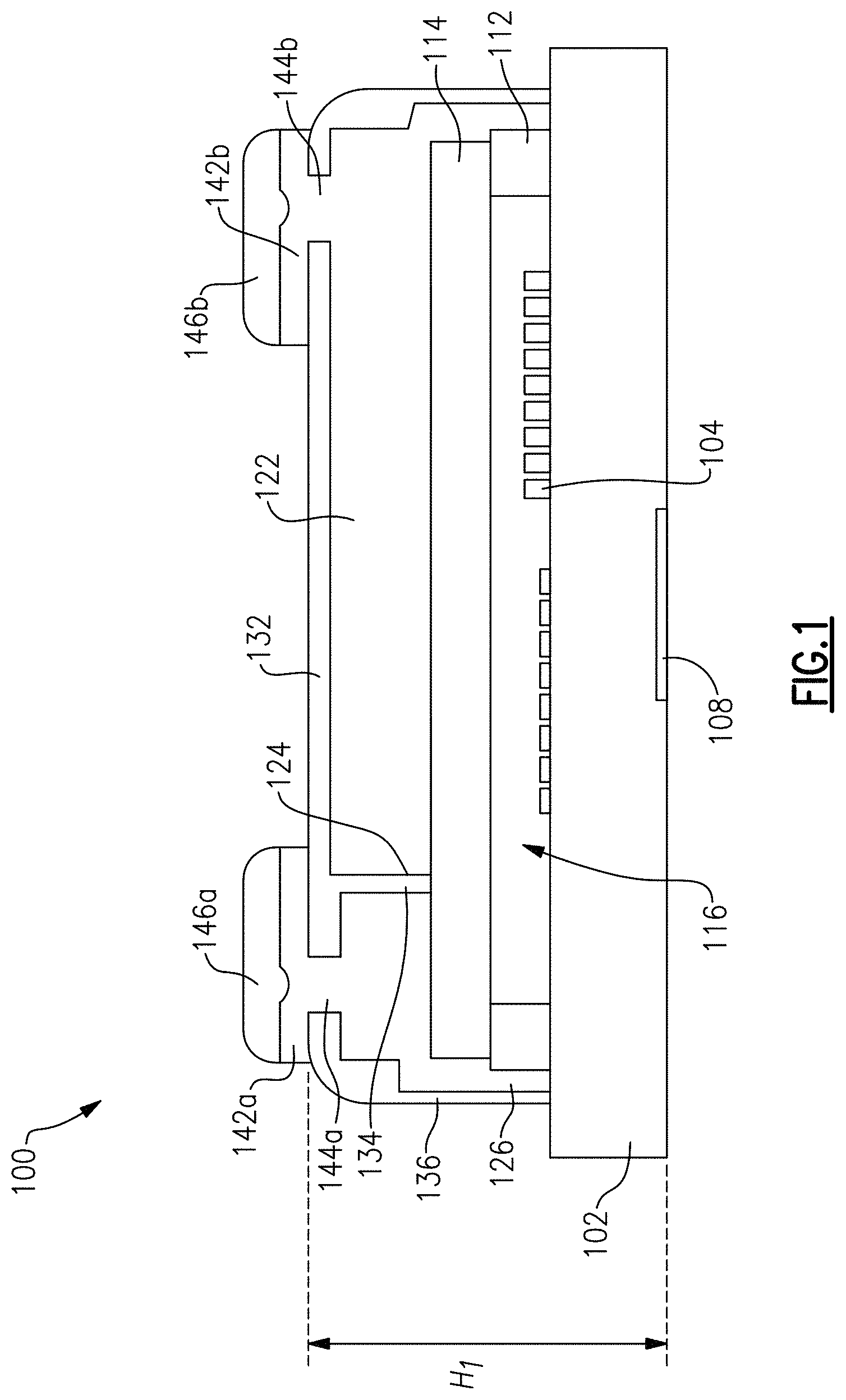 Patent US11777465 Figure 1 – Packaged surface acoustic wave devices