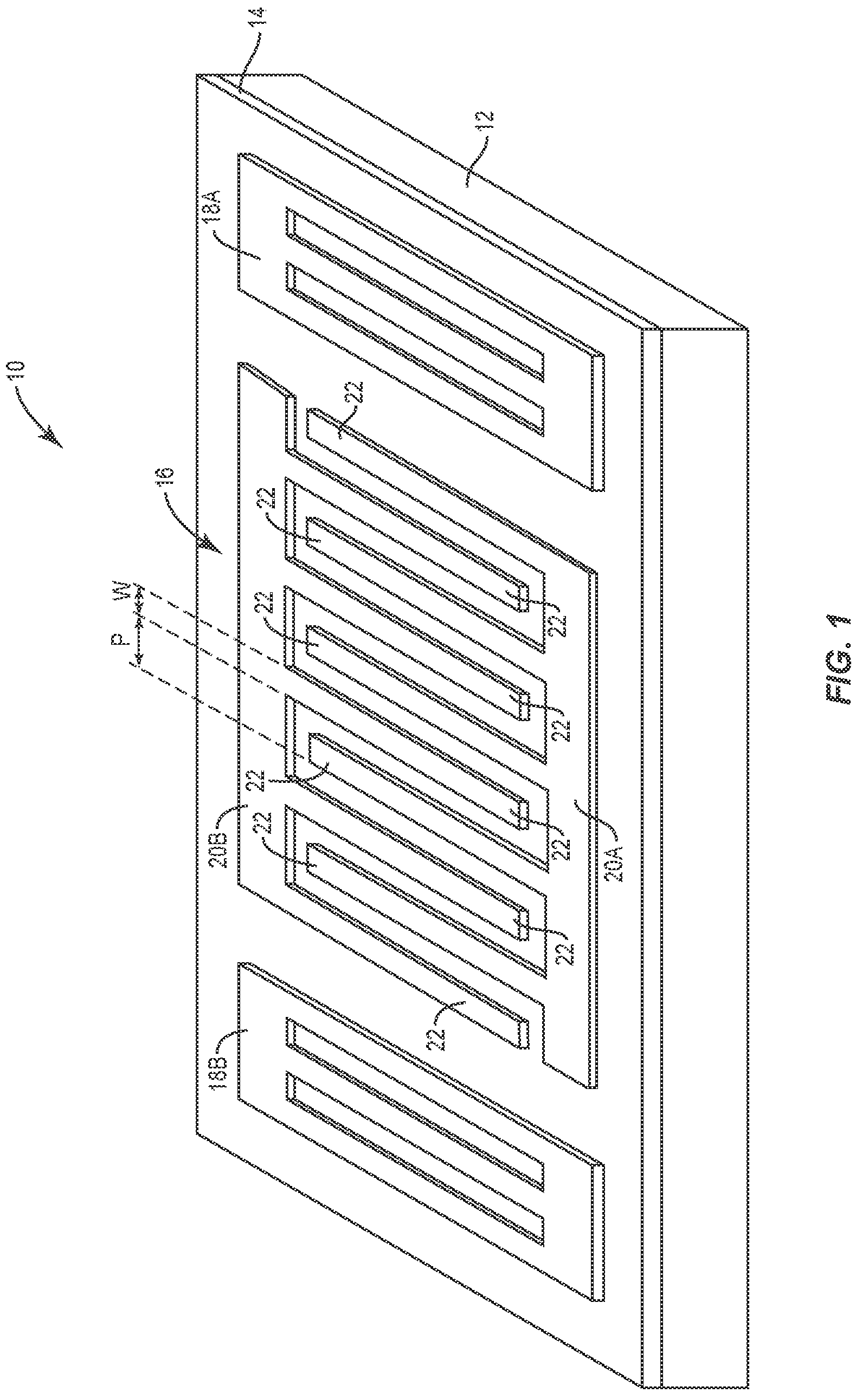 Patent US11777470 Figure 1 – Interdigital transducer arrangements for surface acoustic wave devices