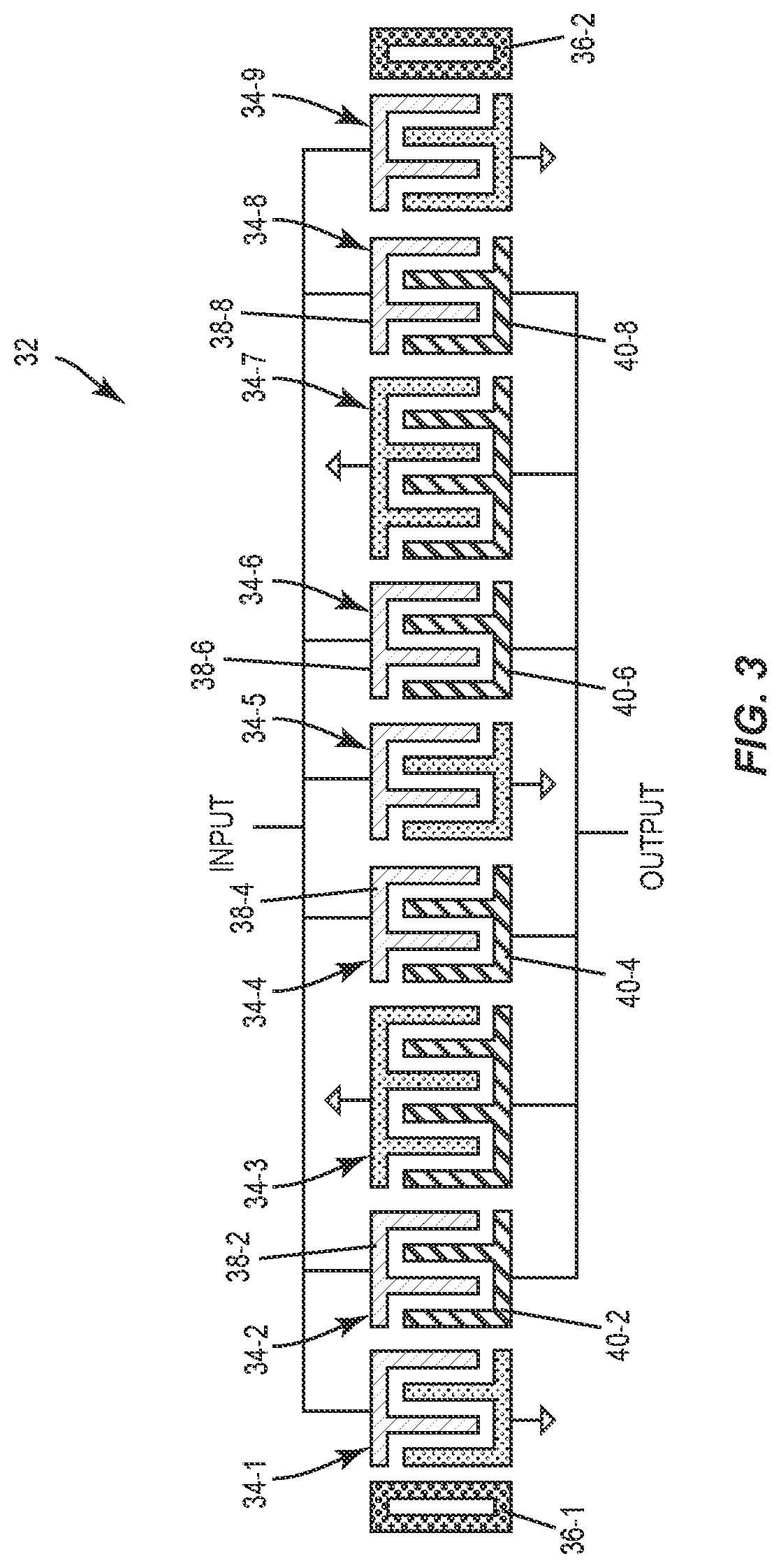 Patent US11777470 Figure 3 – Interdigital transducer arrangements for surface acoustic wave devices