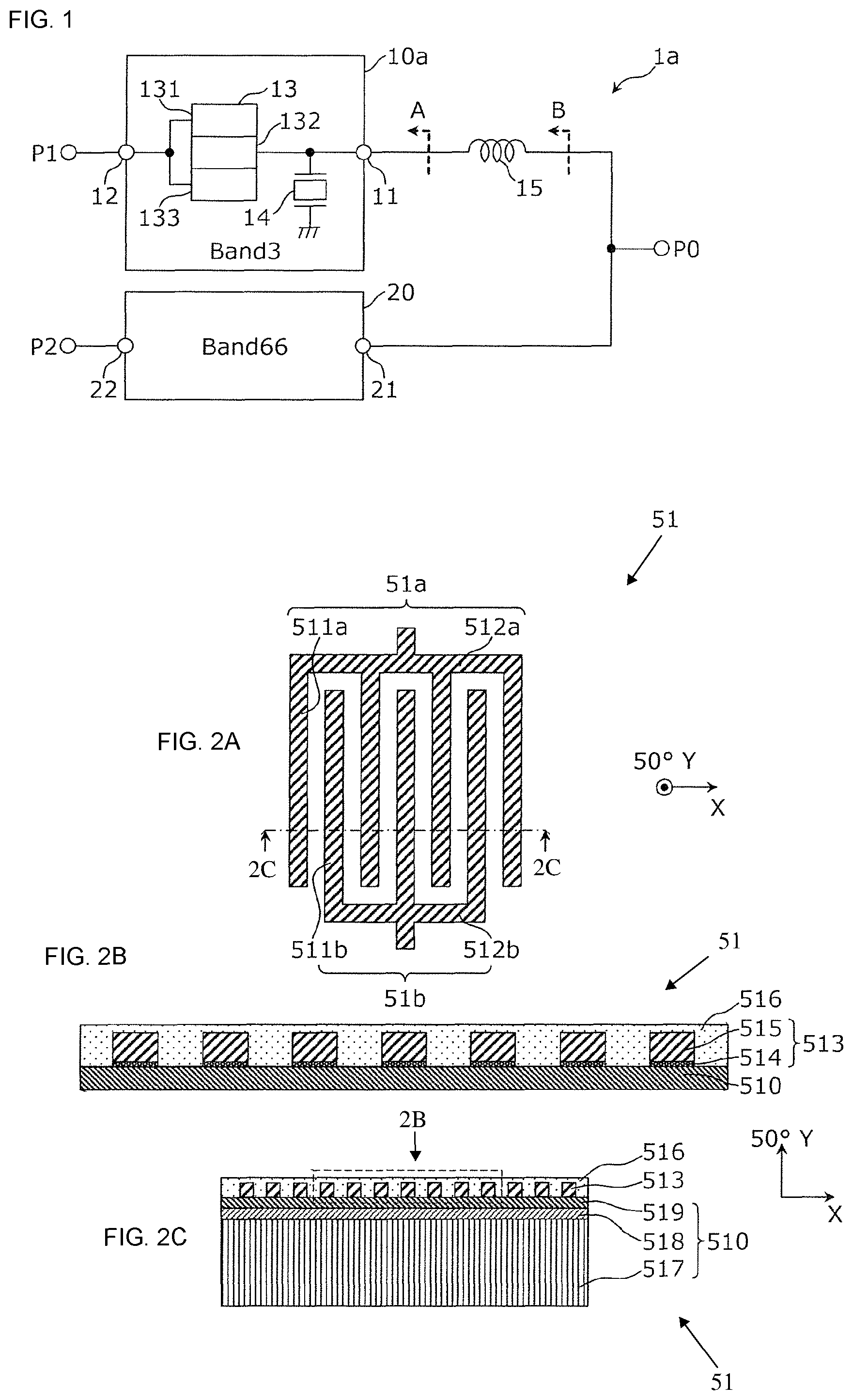 Patent US11777473 Figure 1 – Multiplexer, high-frequency front-end circuit, and communication device
