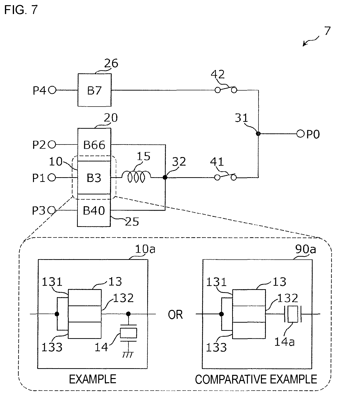 Patent US11777473 Figure 4 – Multiplexer, high-frequency front-end circuit, and communication device