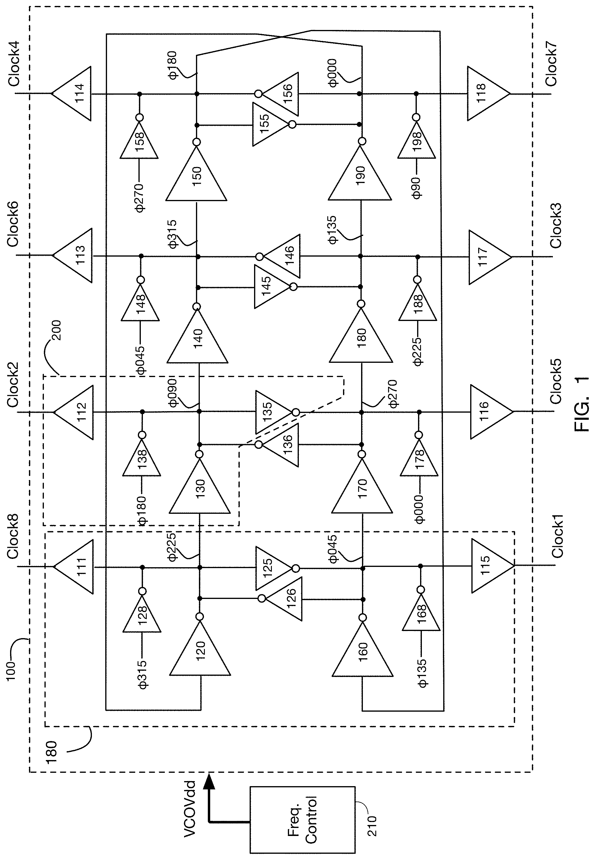 Patent US11777475 Figure 1 – Multiple adjacent slicewise layout of voltage-controlled oscillator