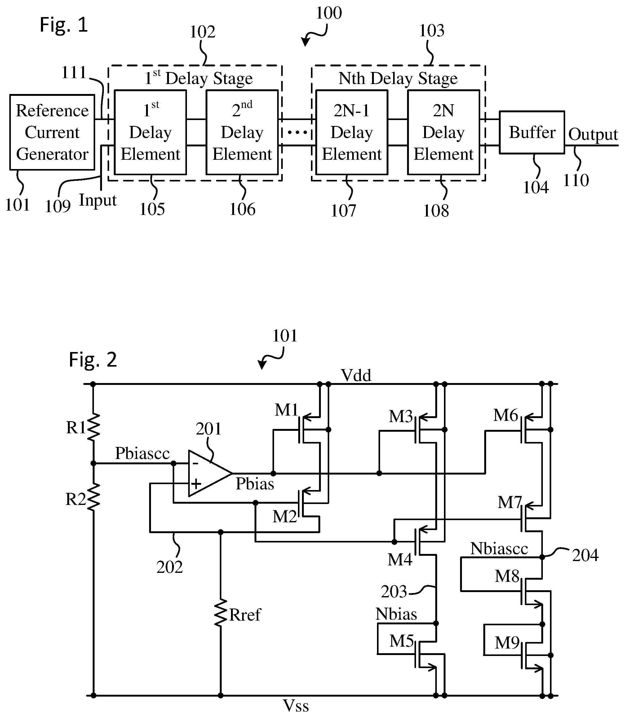 Patent US11777481 Figure 1 – Noise-tolerant delay circuit
