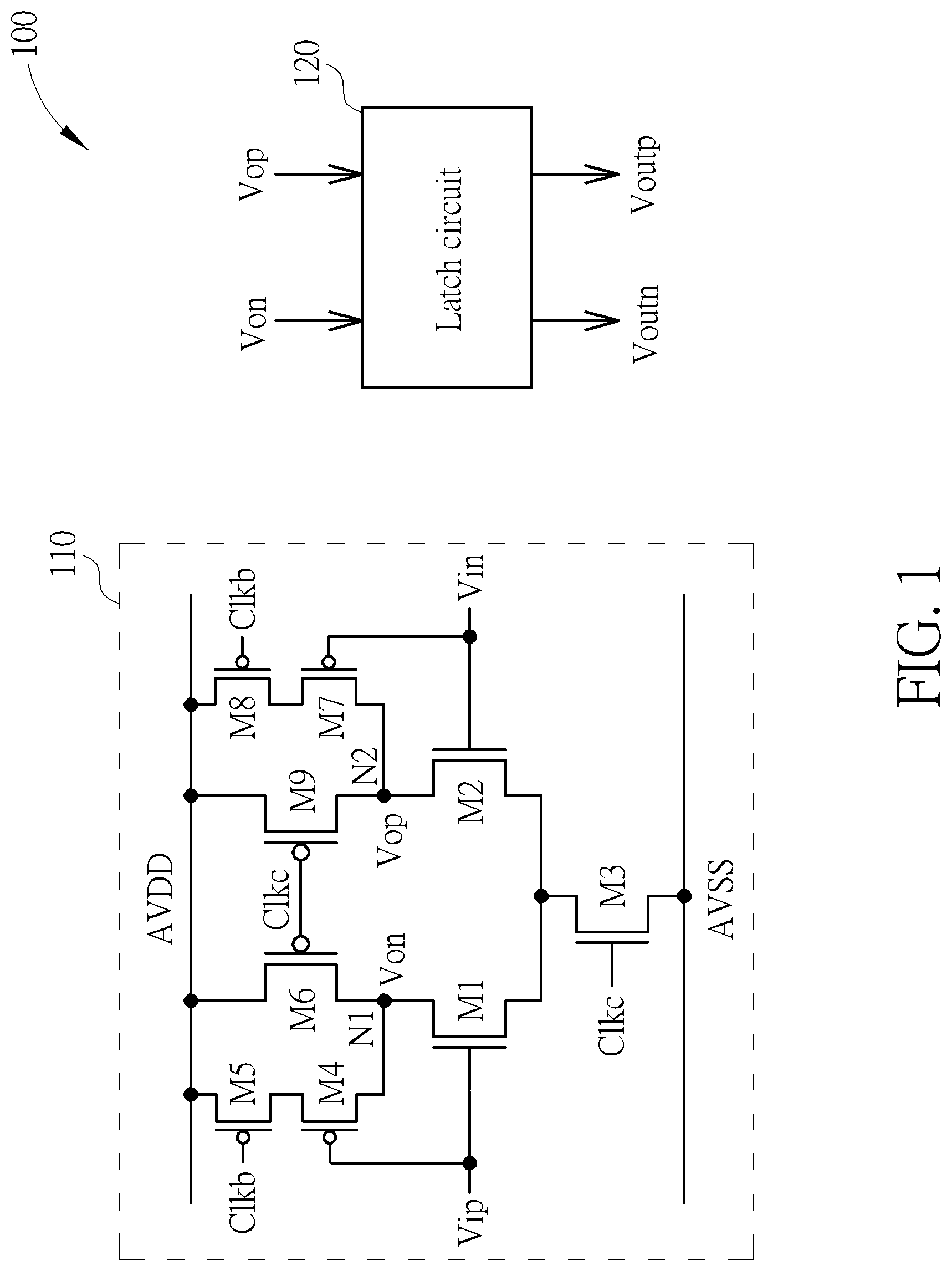 Patent US11777482 Figure 1 – Gain-boosted comparator