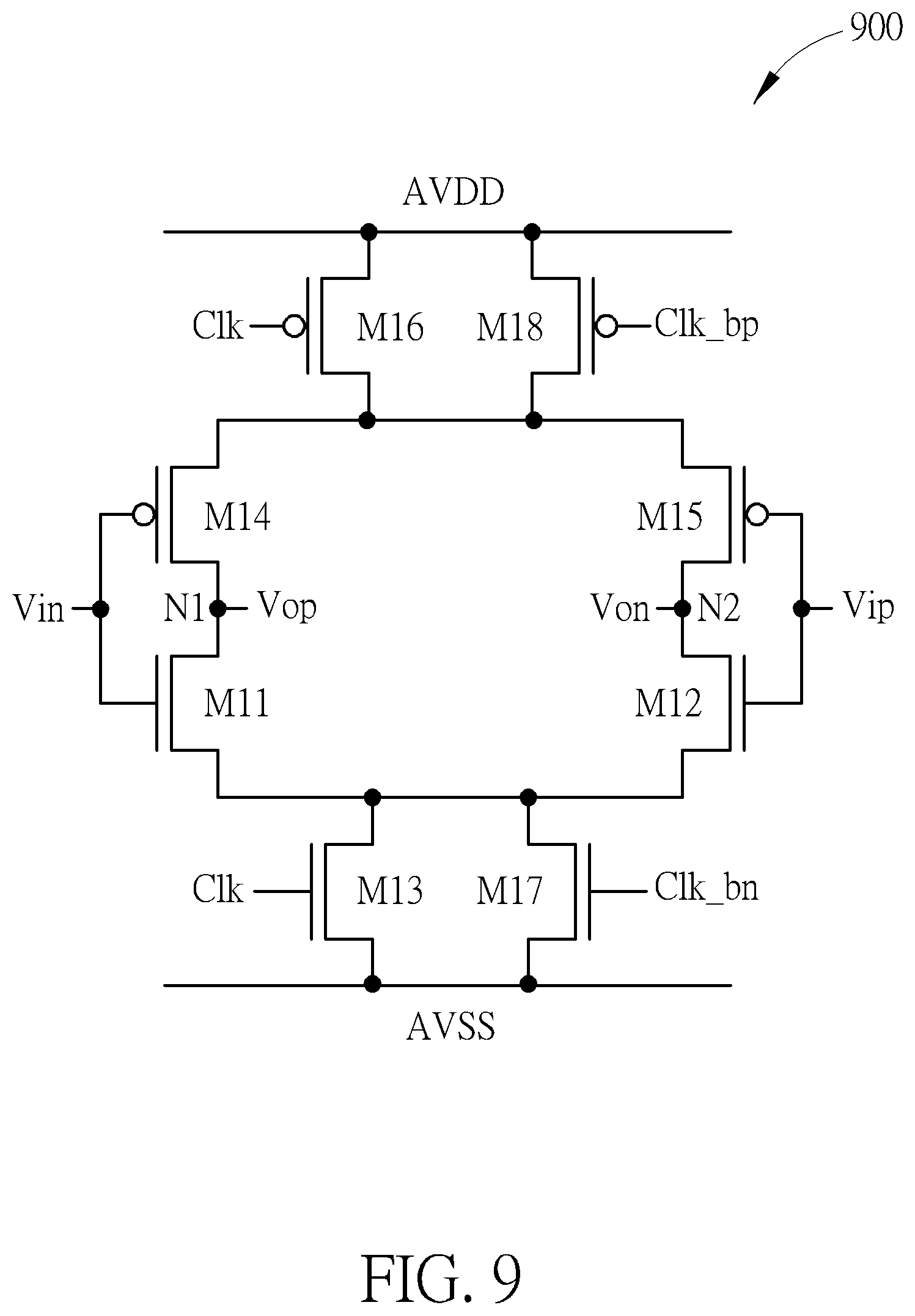 Patent US11777482 Figure 9 – Gain-boosted comparator