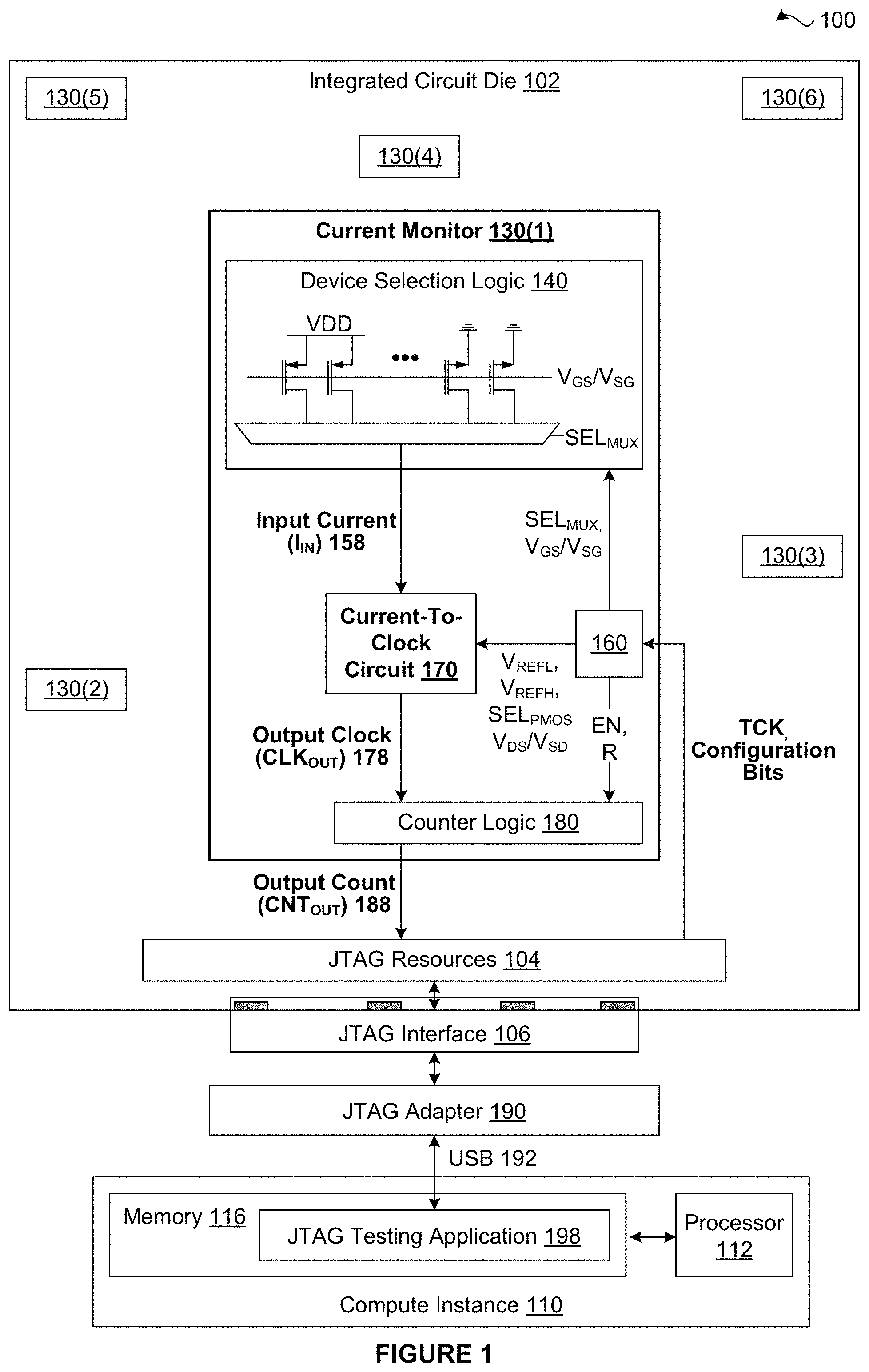 Patent US11777483 Figure 1 – On-die techniques for asynchnorously comparing voltages