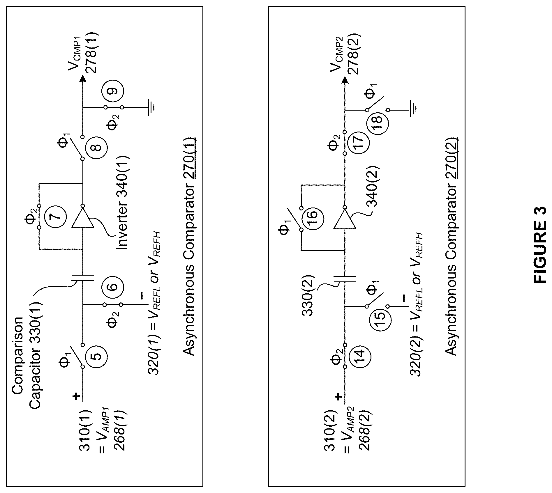 Patent US11777483 Figure 3 – On-die techniques for asynchnorously comparing voltages