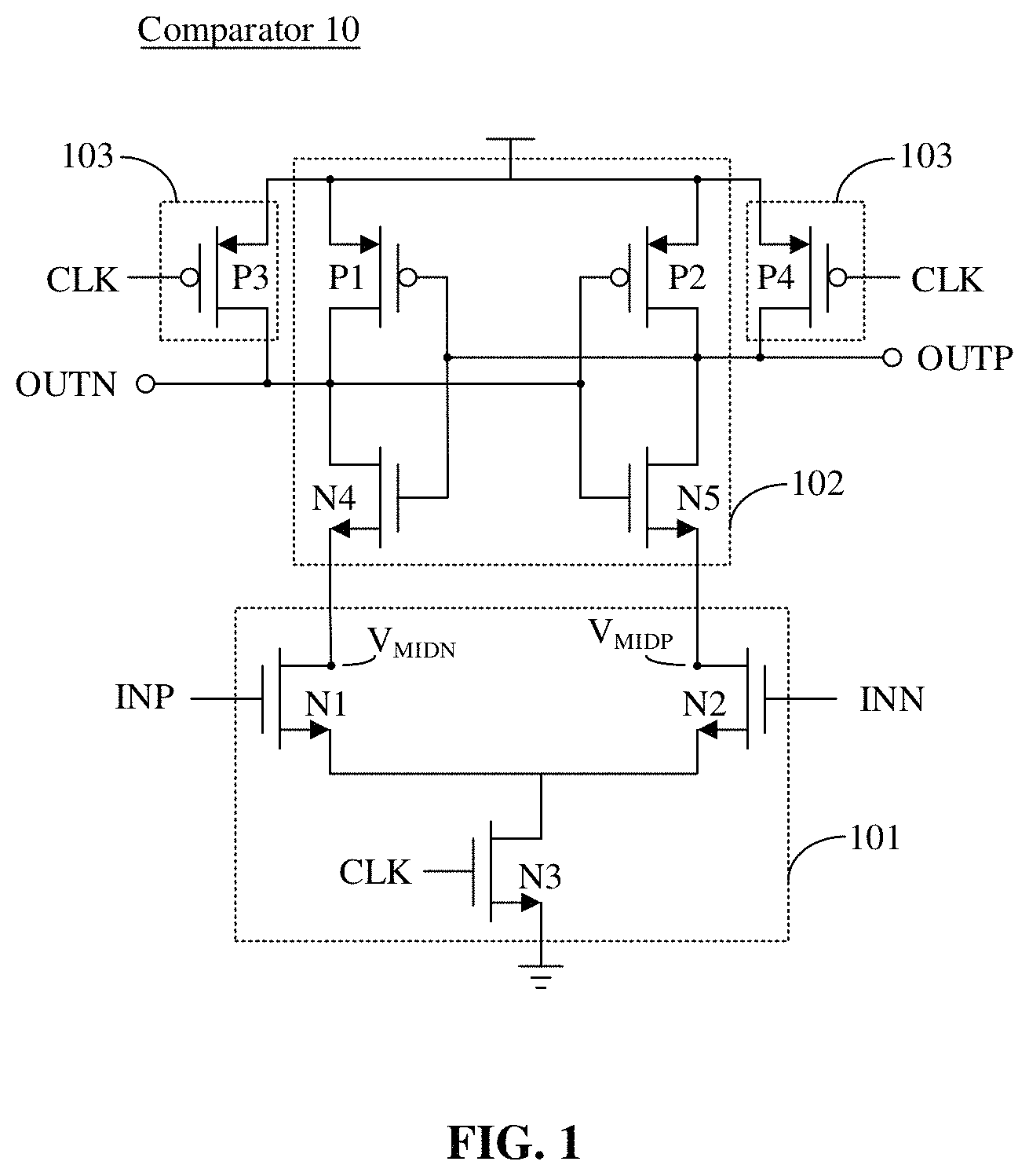 Patent US11777484 Figure 1 – Comparator and decision feedback equalization circuit
