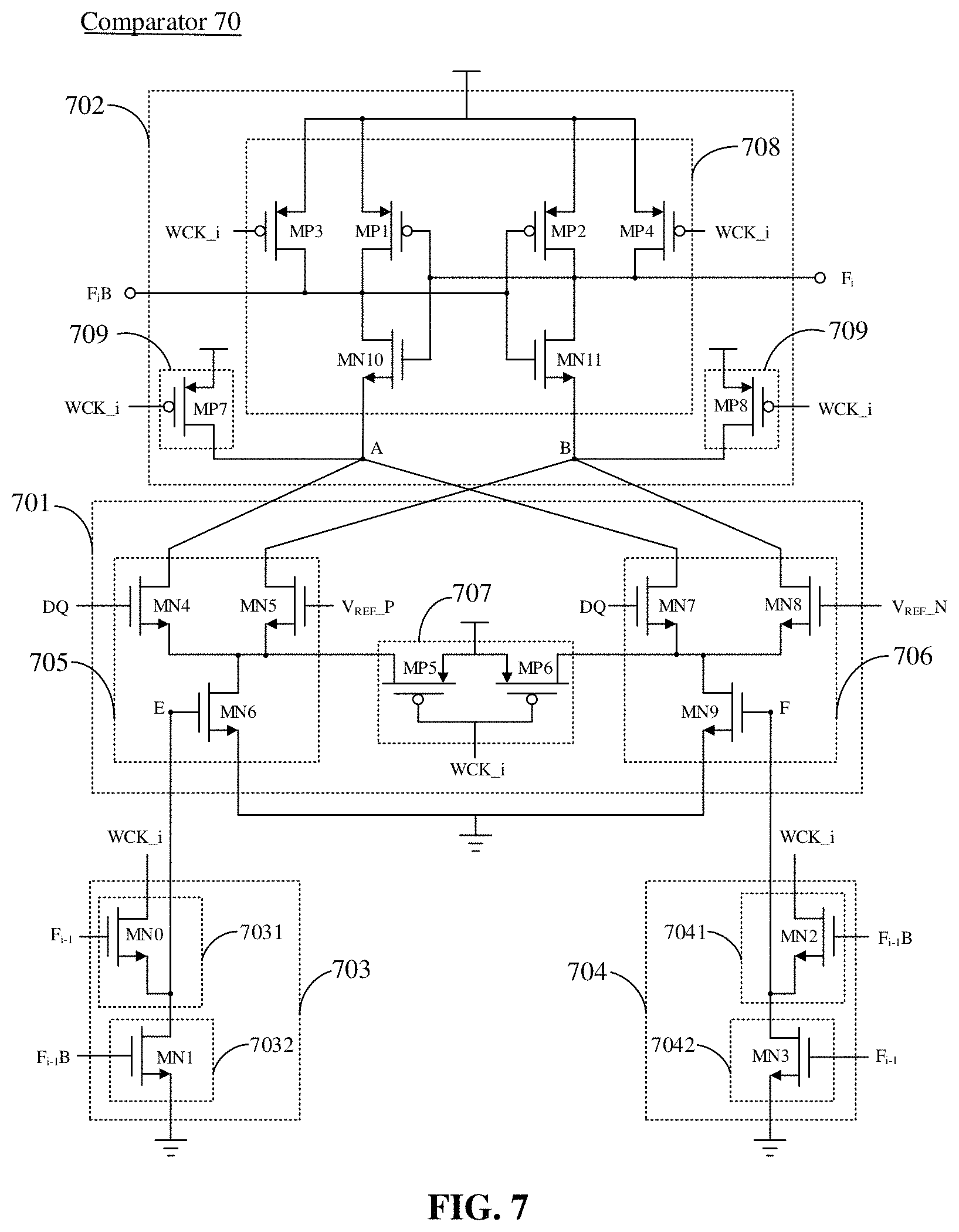 Patent US11777484 Figure 7 – Comparator and decision feedback equalization circuit
