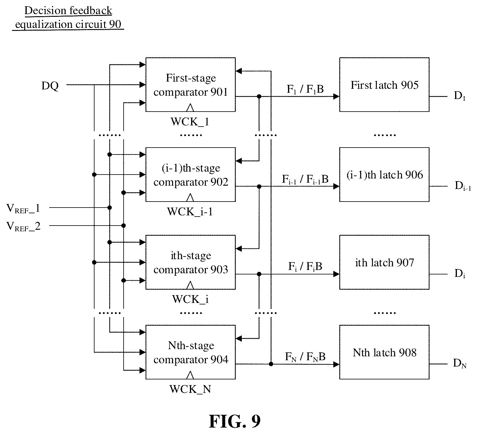 Patent US11777484 Figure 9 – Comparator and decision feedback equalization circuit