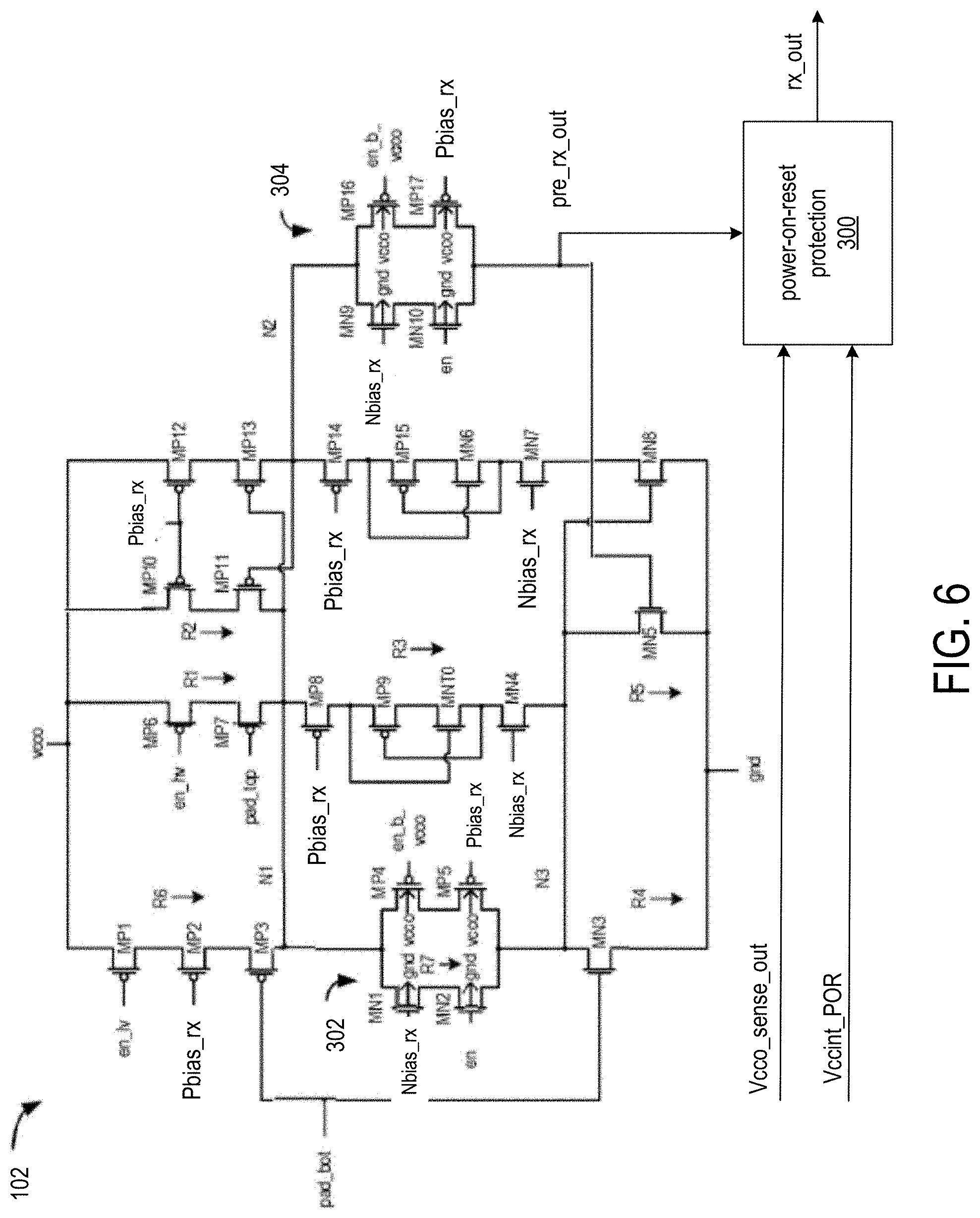 Patent US11777489 Figure 6 – Voltage sensing and biasing for wide supply range integrated circuit transceivers