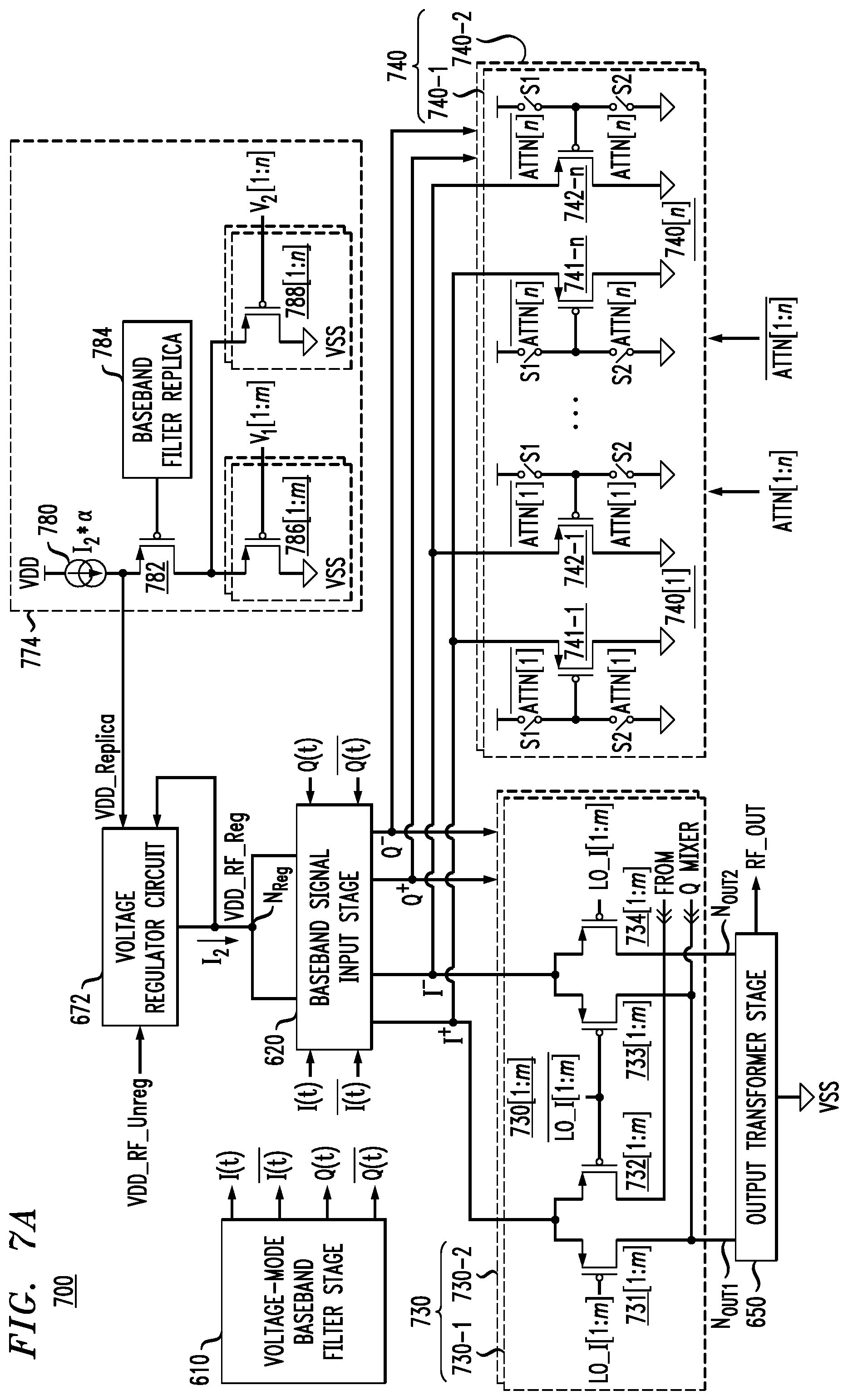 Patent US11777496 Figure 10 – Low voltage signal path in a radio frequency signal generator