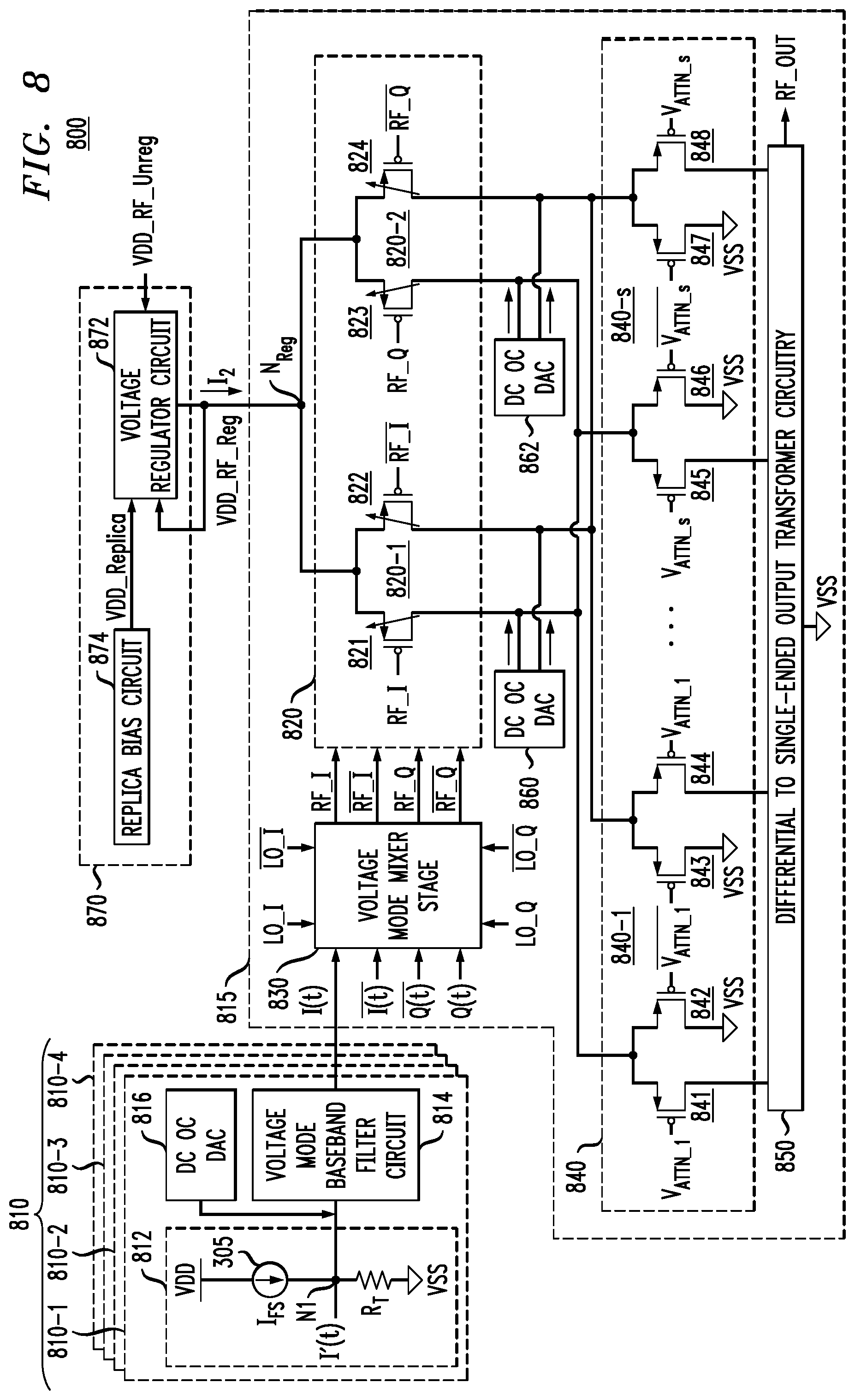 Patent US11777496 Figure 12 – Low voltage signal path in a radio frequency signal generator